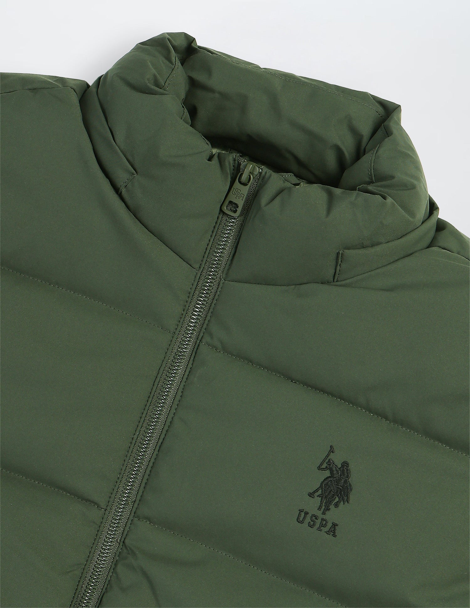 Detachable Hood Puffer Jacket Olive - U.S. Polo Assn. India | Large