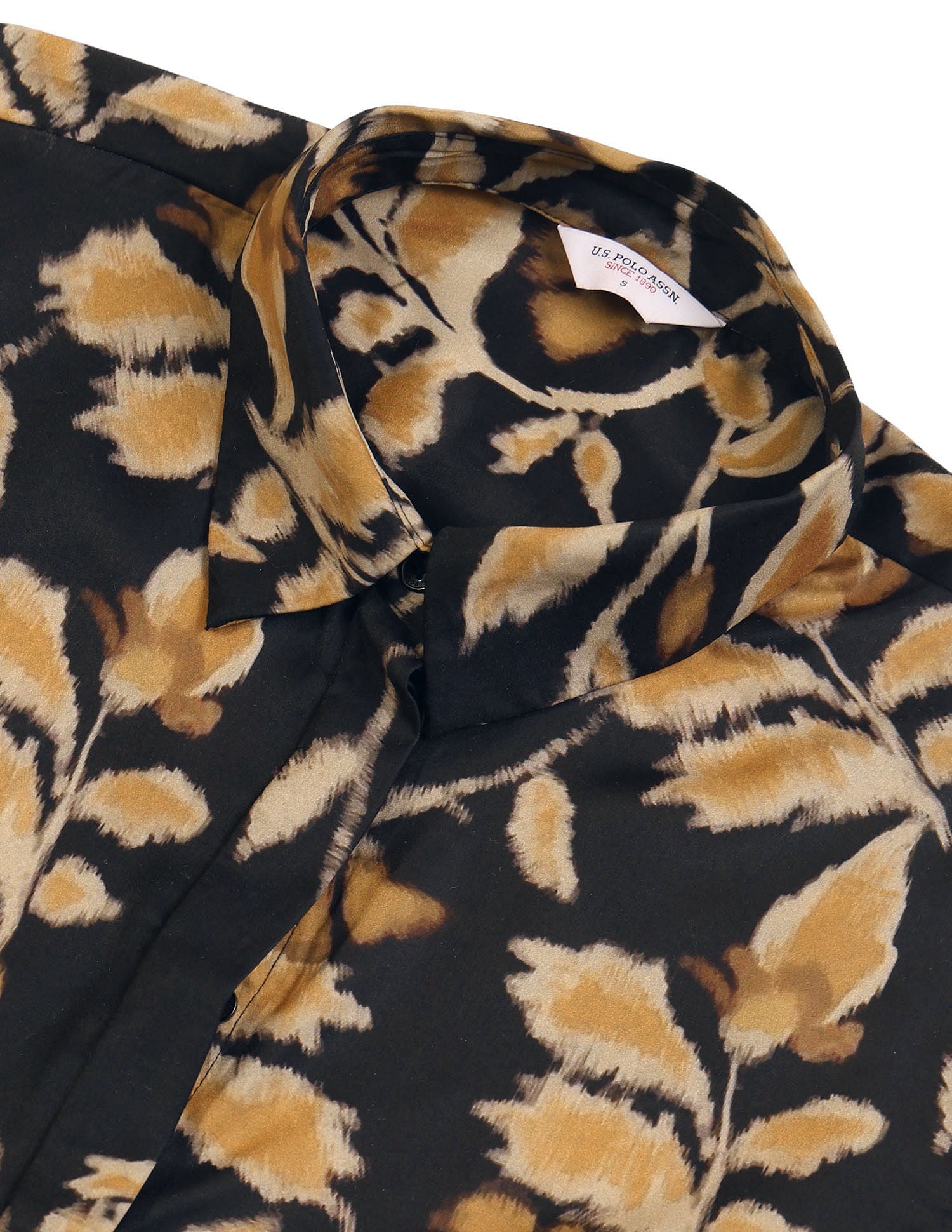 Satin Floral Printed Shirt Black - U.S. POLO ASSN. | Large