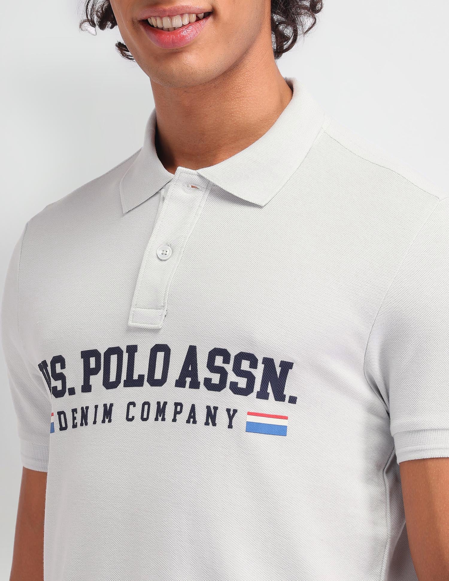 Brand Printed Muscle Fit Polo Shirt Grey - U.S. Polo Assn. India | Large