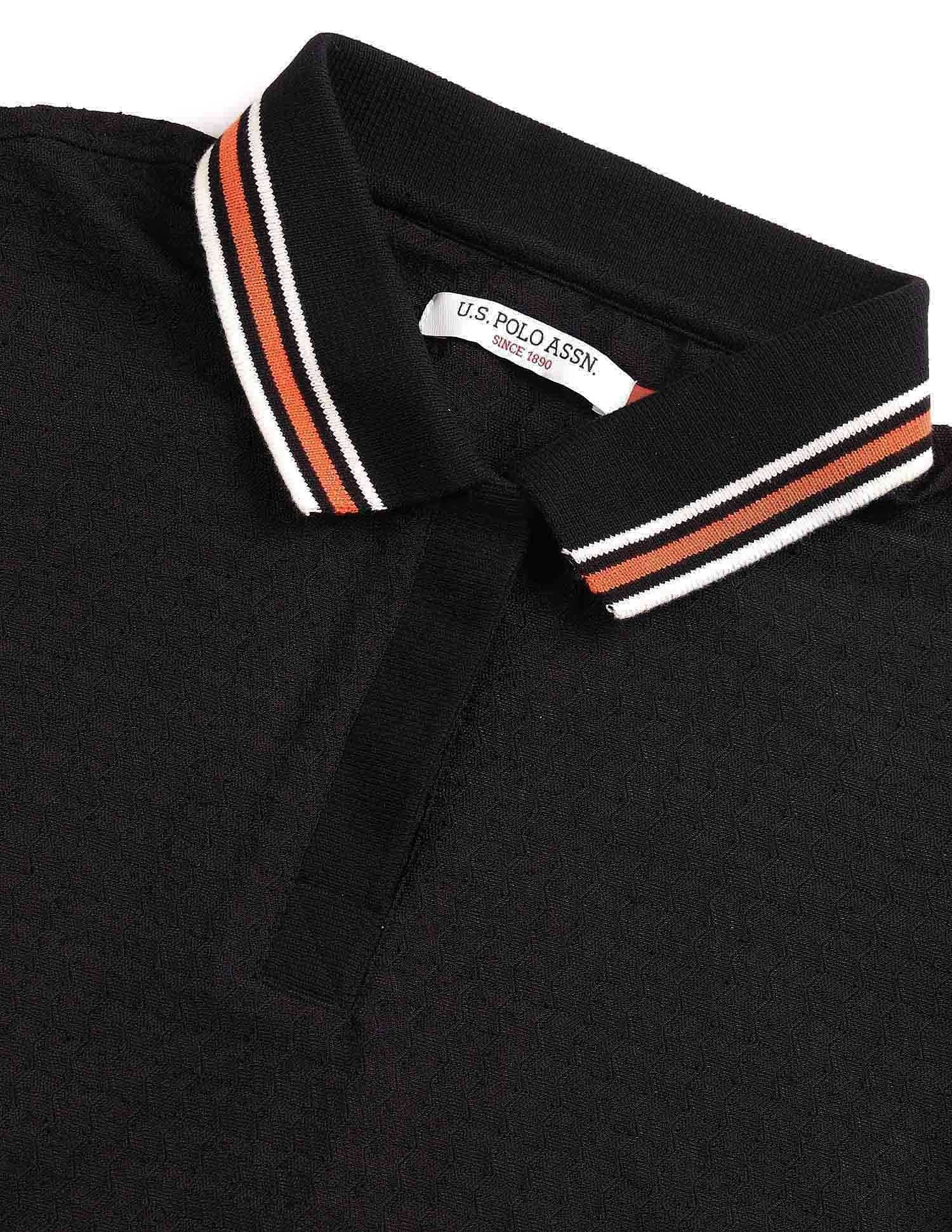 Regular Fit Textured Polo Shirt Black - U.S. POLO ASSN. | Large