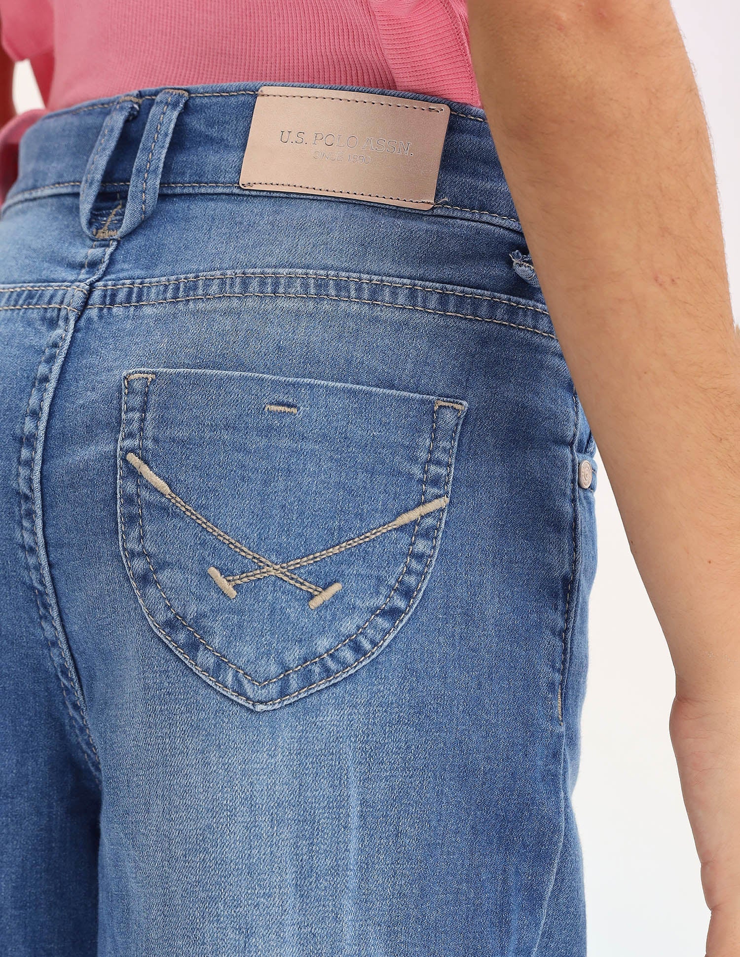 Girls Wide Leg Fit Blue Jeans Blue - U.S. POLO ASSN. | Large