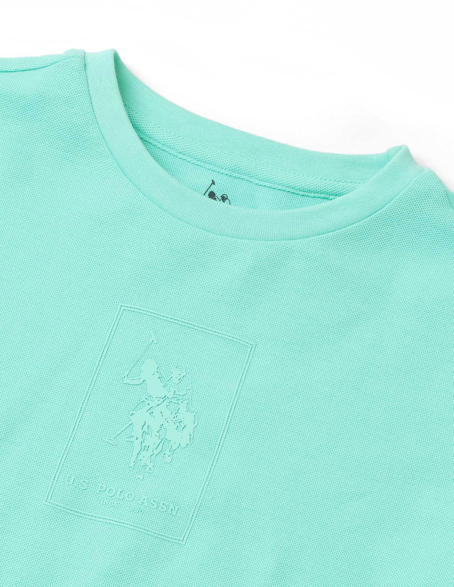 Boys Brand Embossed Regular Fit T-Shirt Aqua - U.S. POLO ASSN. | Large
