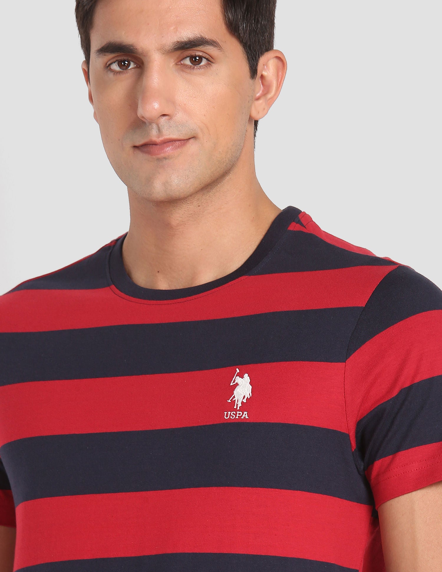 Crew Neck Striped I688 Lounge T-Shirt - Pack Of 1 Red and Navy - U.S. POLO ASSN. | Large