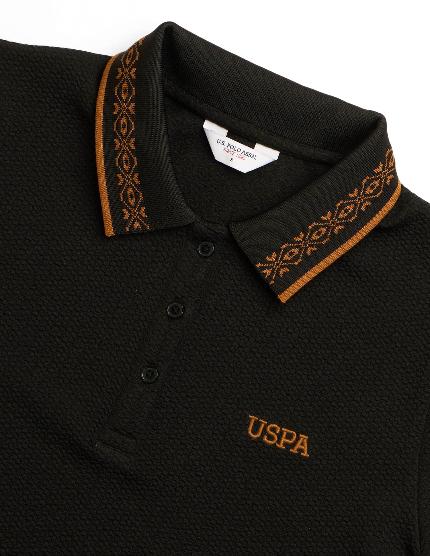 Polo Collar Textured Mini Dress Black - U.S. POLO ASSN. | Large