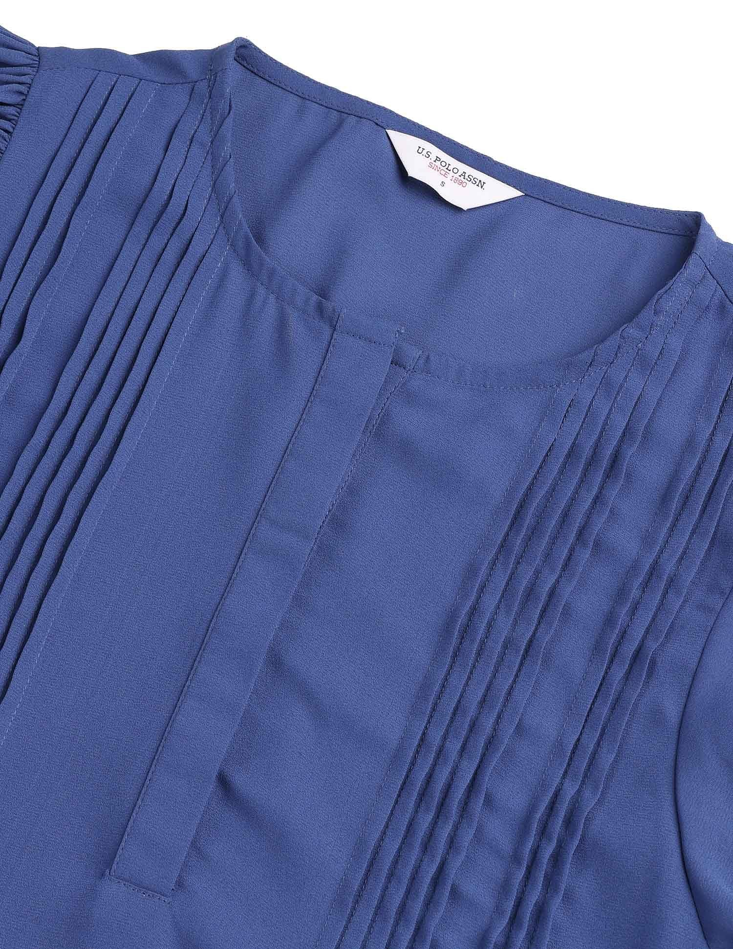 Pintuck Yoke Top Blue - U.S. POLO ASSN. | Large