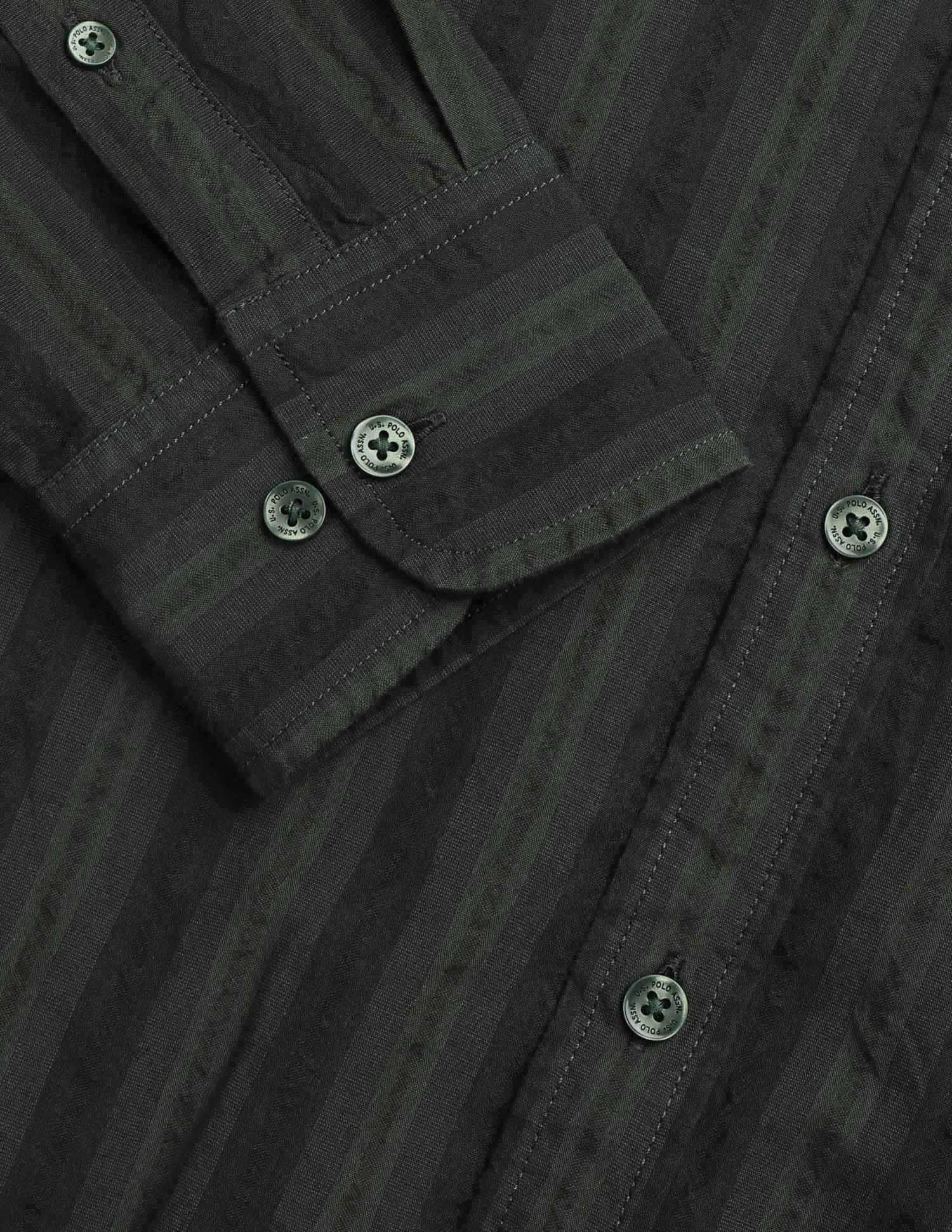 Vertical Striped Seersucker Shirt Olive - U.S. Polo Assn. India | Large