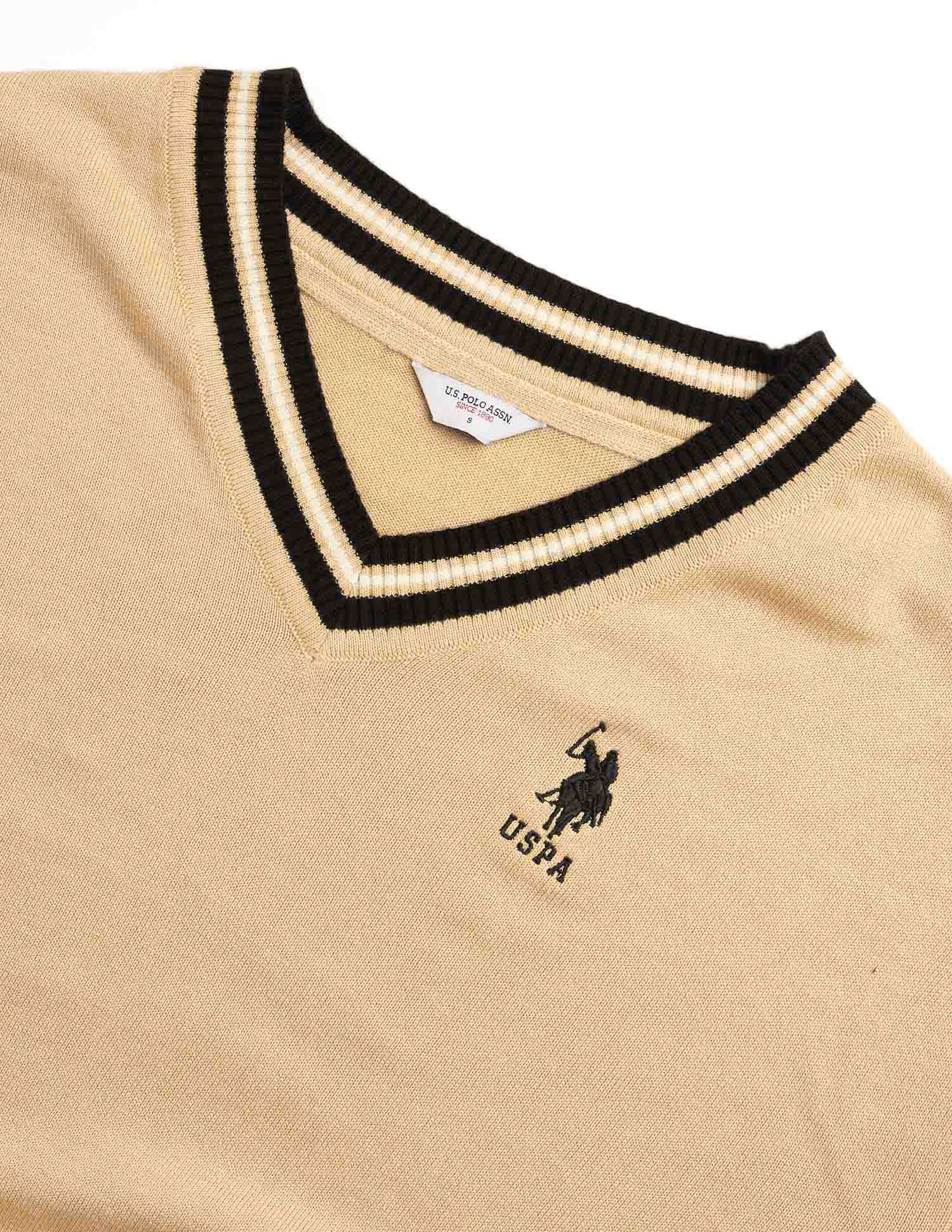 Relaxed Fit Solid Sweater Beige - U.S. POLO ASSN. | Large