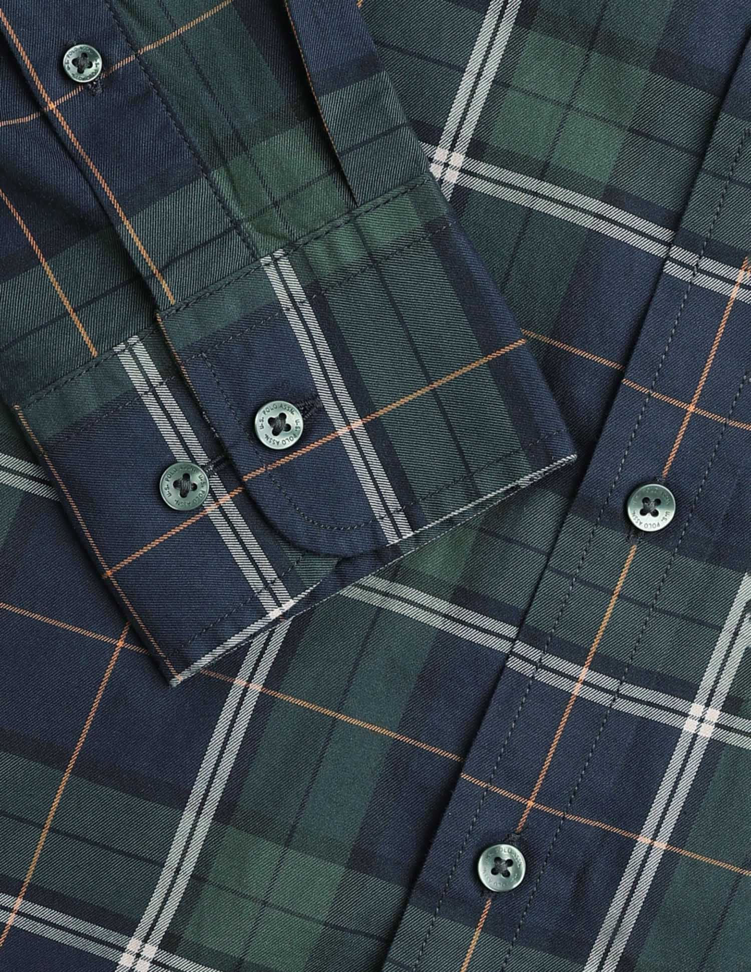 Plaid Checked Varsity Theatre Shirt Green - U.S. POLO ASSN. | Large