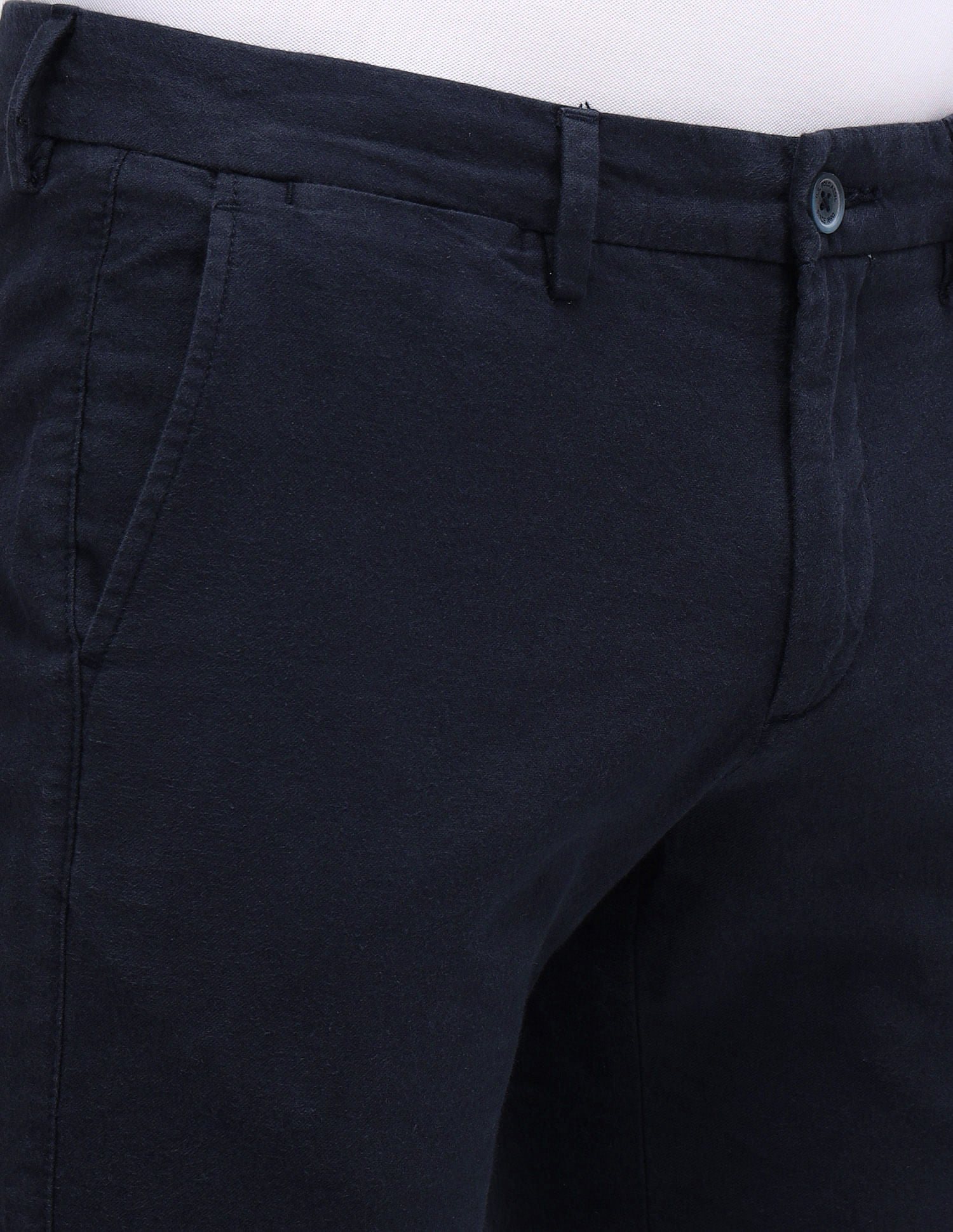 Denver Slim Fit Dobby Trousers Navy - U.S. Polo Assn. India | Large