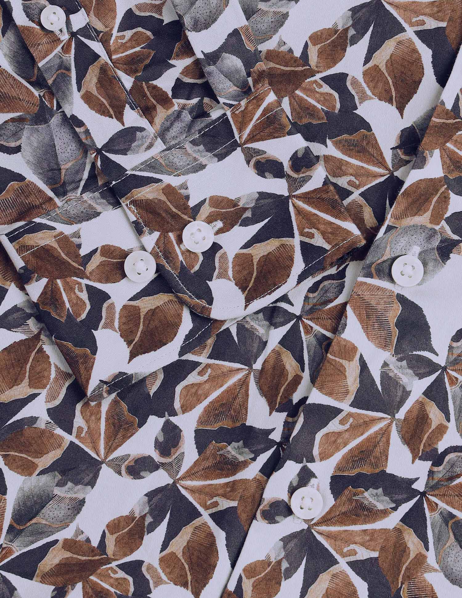 Satin Tropical Printed Shirt Brown - U.S. POLO ASSN. | Large