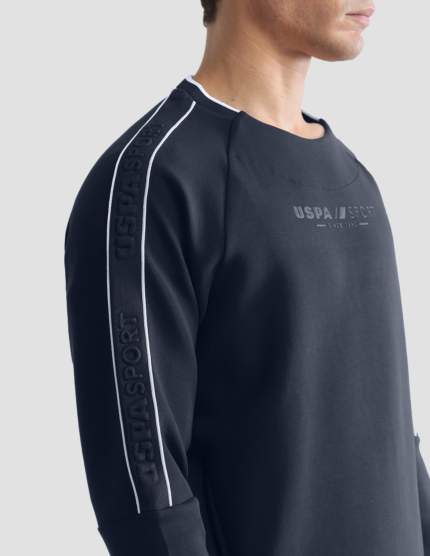 Solid Slim Fit Active Sweatshirt Navy - U.S. Polo Assn. India | Large