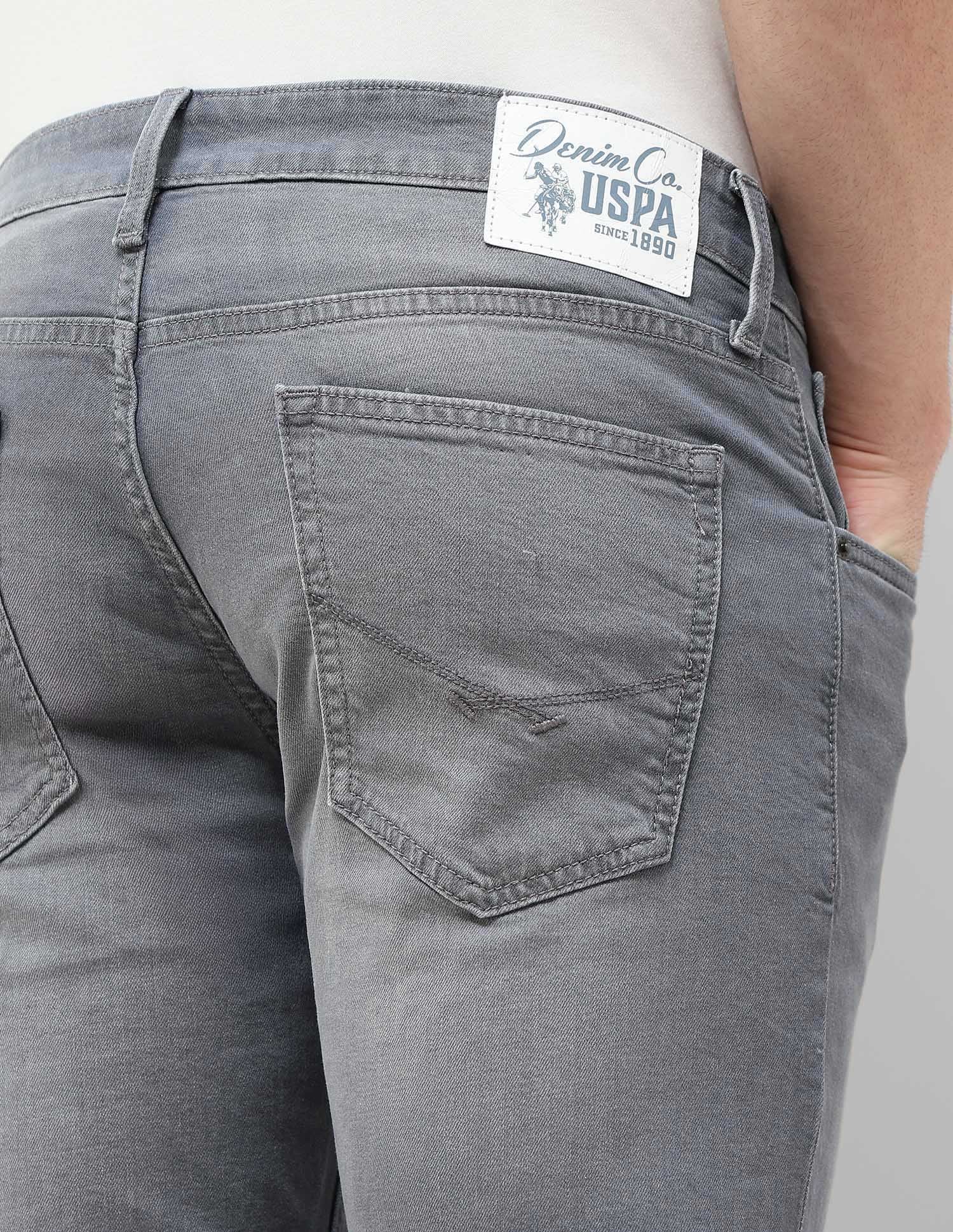 Brandon Slim Tapered Fit Stone Washed Jeans Mid Grey - U.S. POLO ASSN. | Large