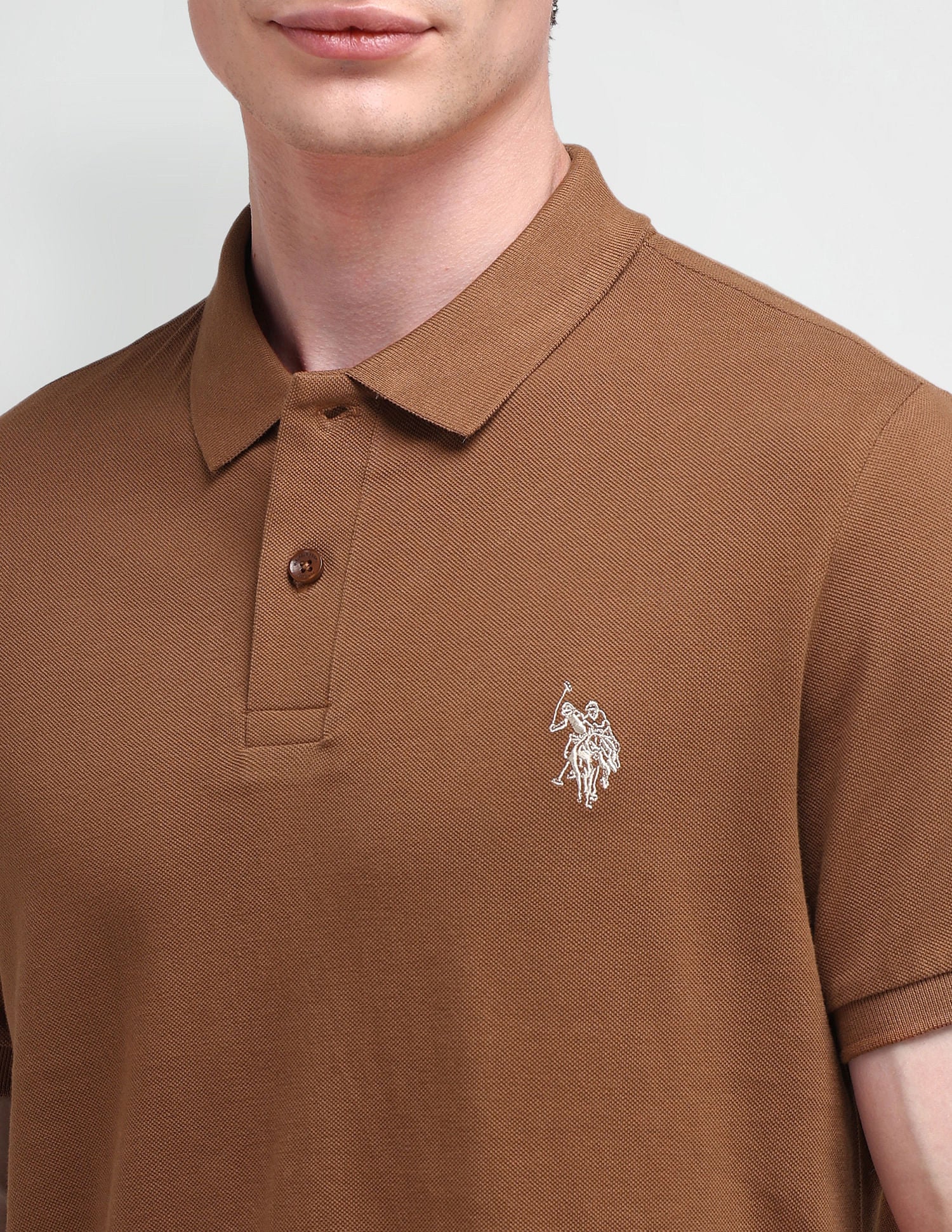 Muscle Fit Solid Polo Shirt Brown - U.S. Polo Assn. India | Large