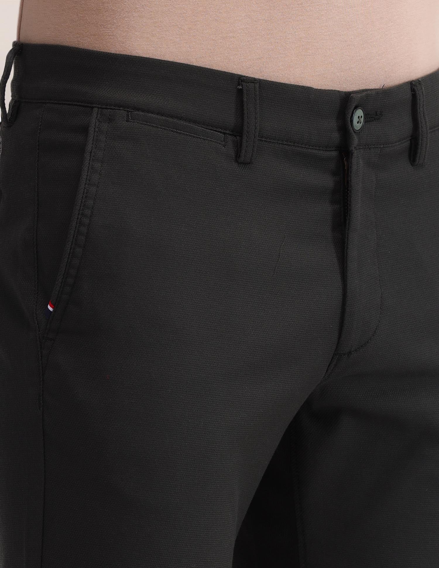 Denver Slim Fit Solid Trousers Dark Olive - U.S. POLO ASSN. | Large