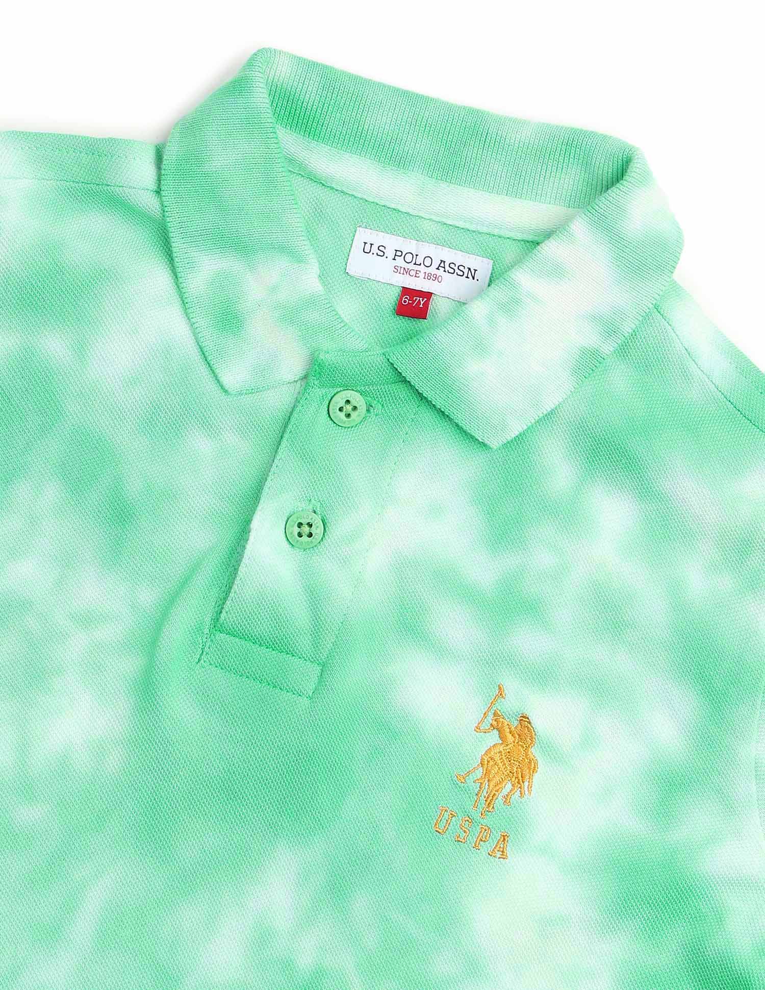Boys All Over Printed Regular Fit Polo Shirt Dark Green - U.S. POLO ASSN. | Large