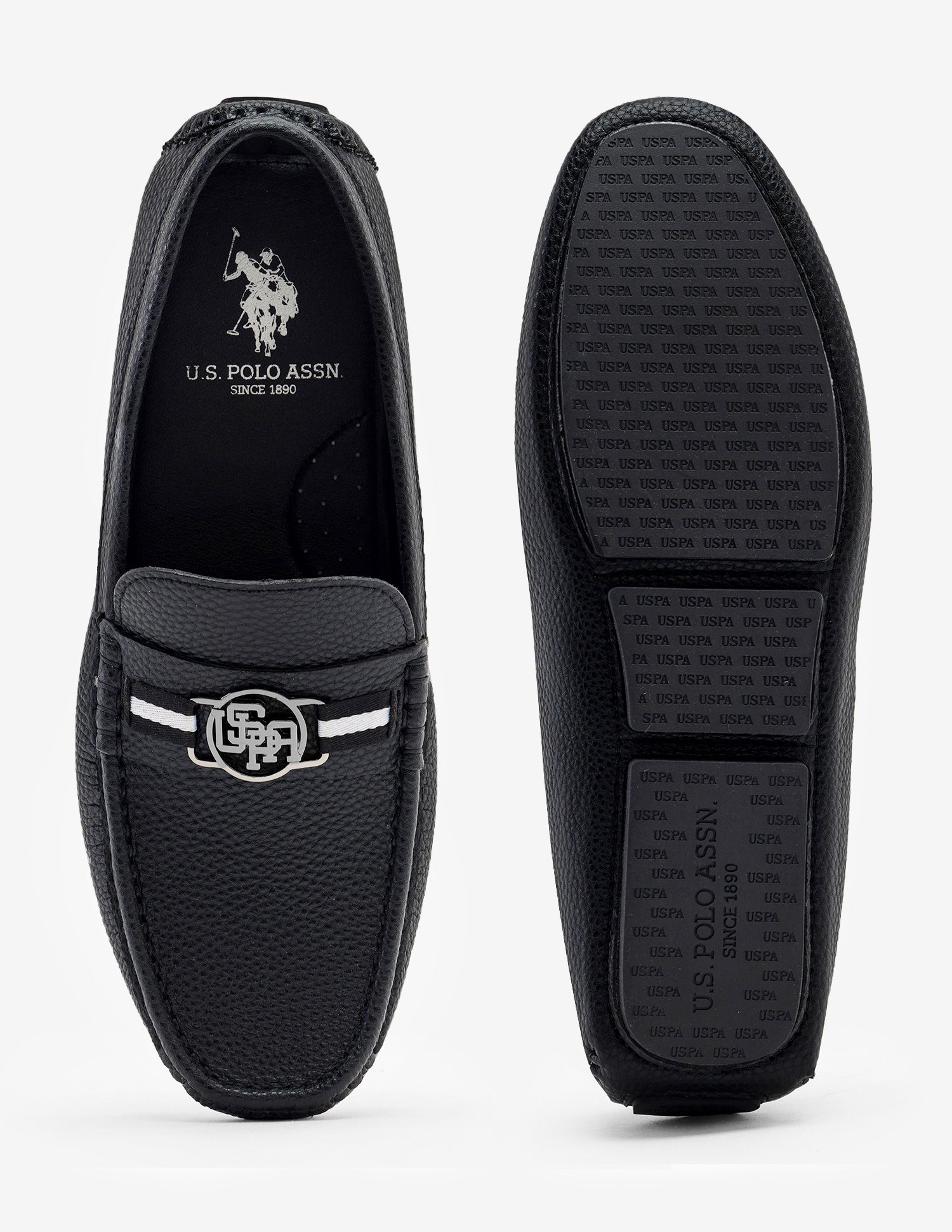 Textured Slip-Ons Elwood Loafers Black - U.S. Polo Assn. India | Large