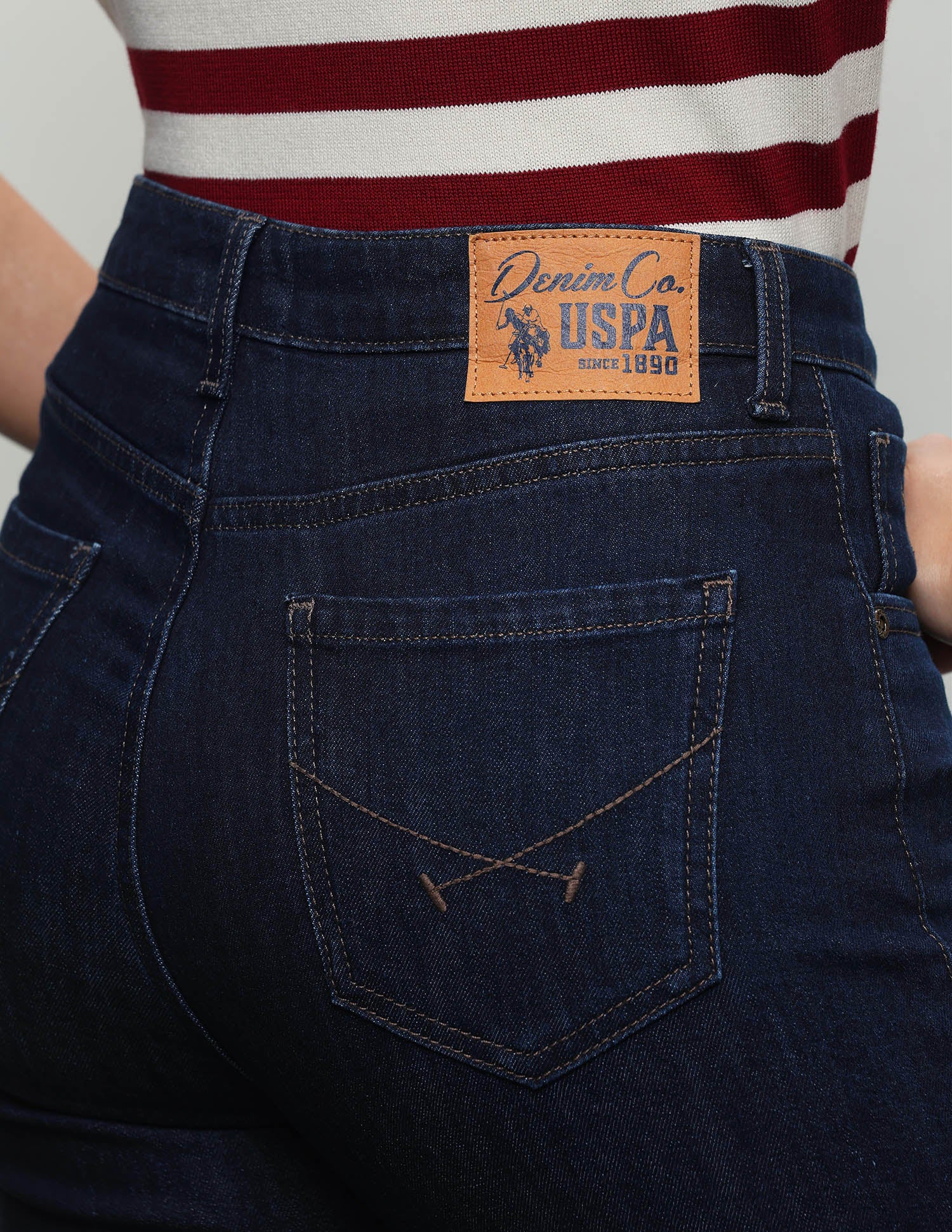 Whiskered Straight Fit Jeans Dark Blue - U.S. Polo Assn. India | Large