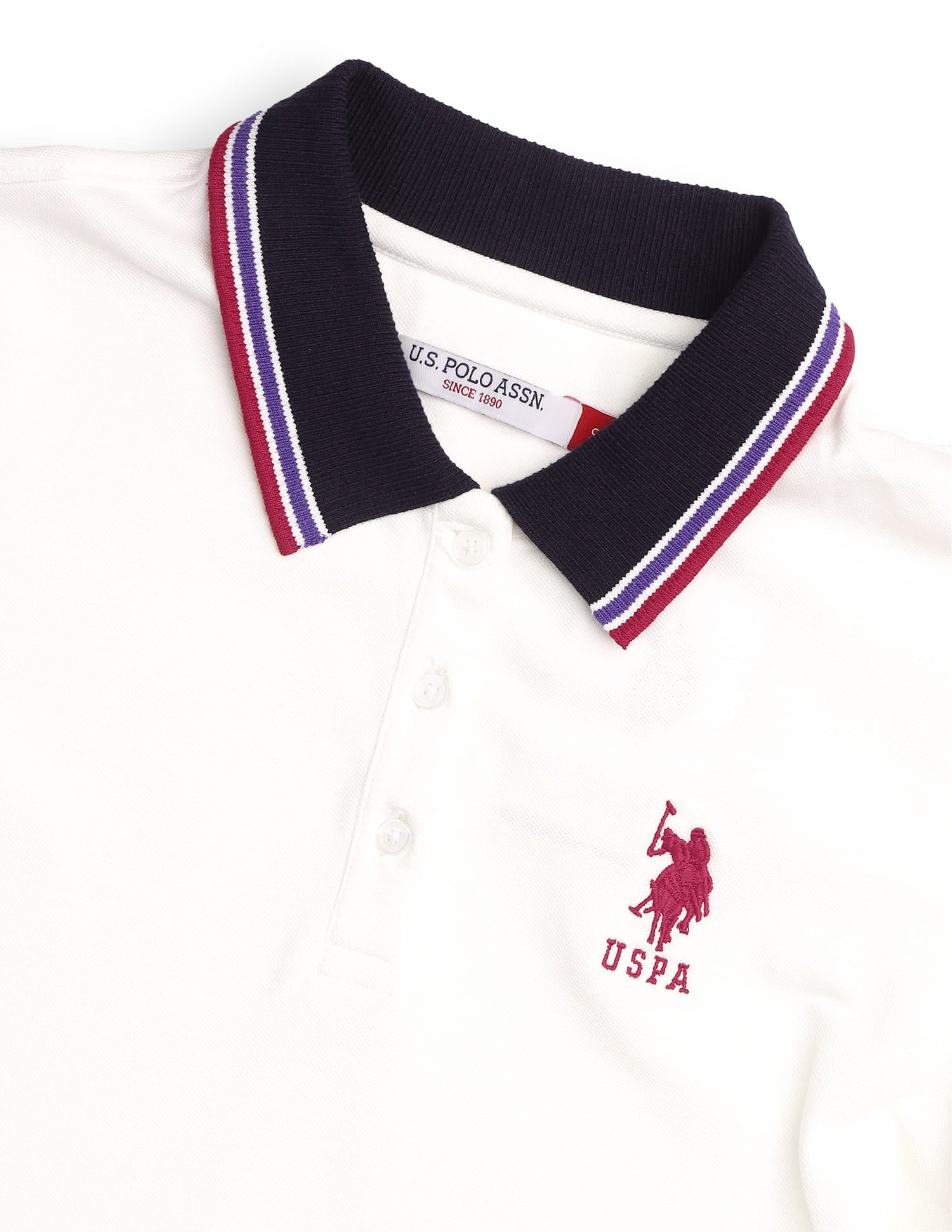 Regular Fit Contrast Collar Polo Shirt White - U.S. Polo Assn. India | Large