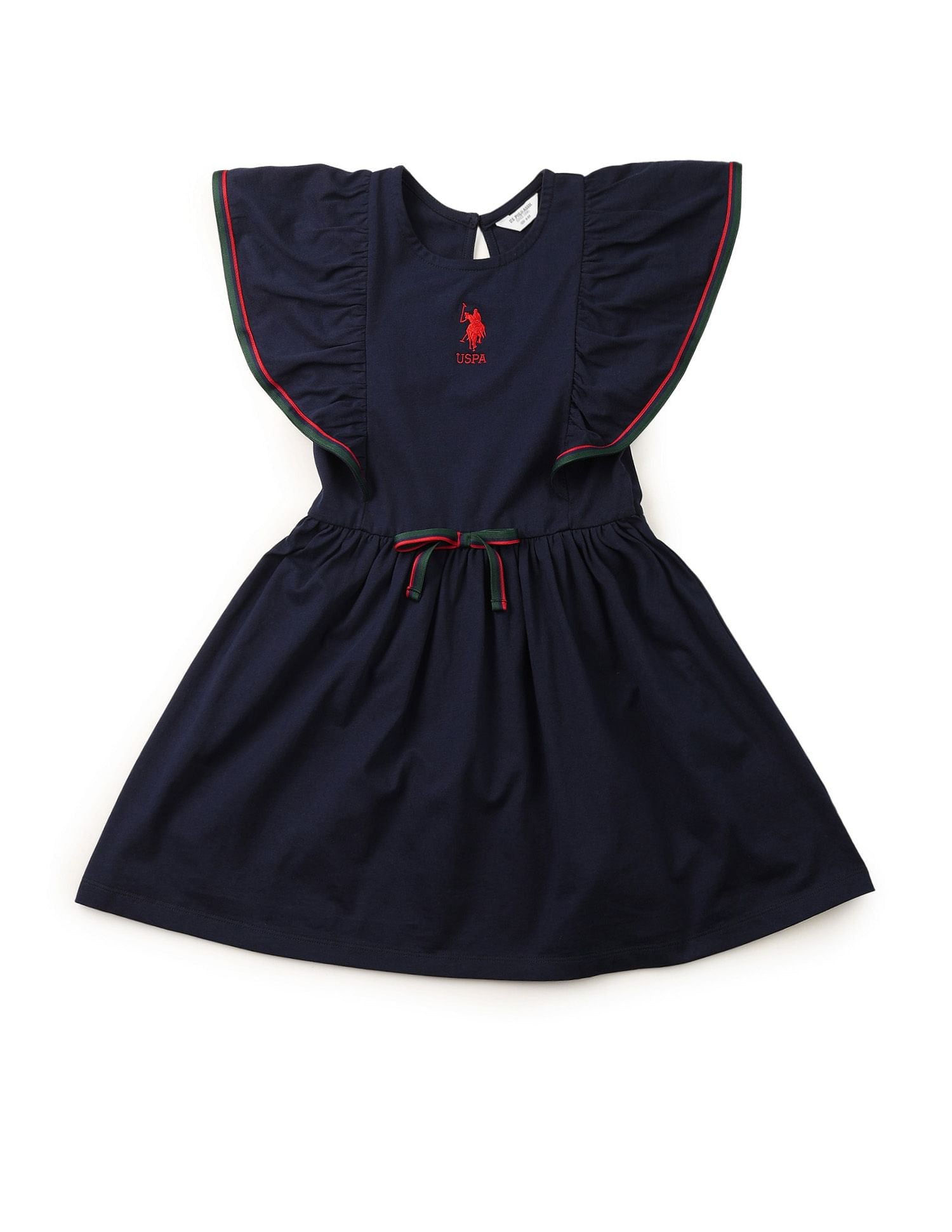 Girls Ruffles Fit And Flare Dress Navy - U.S. POLO ASSN. | Large
