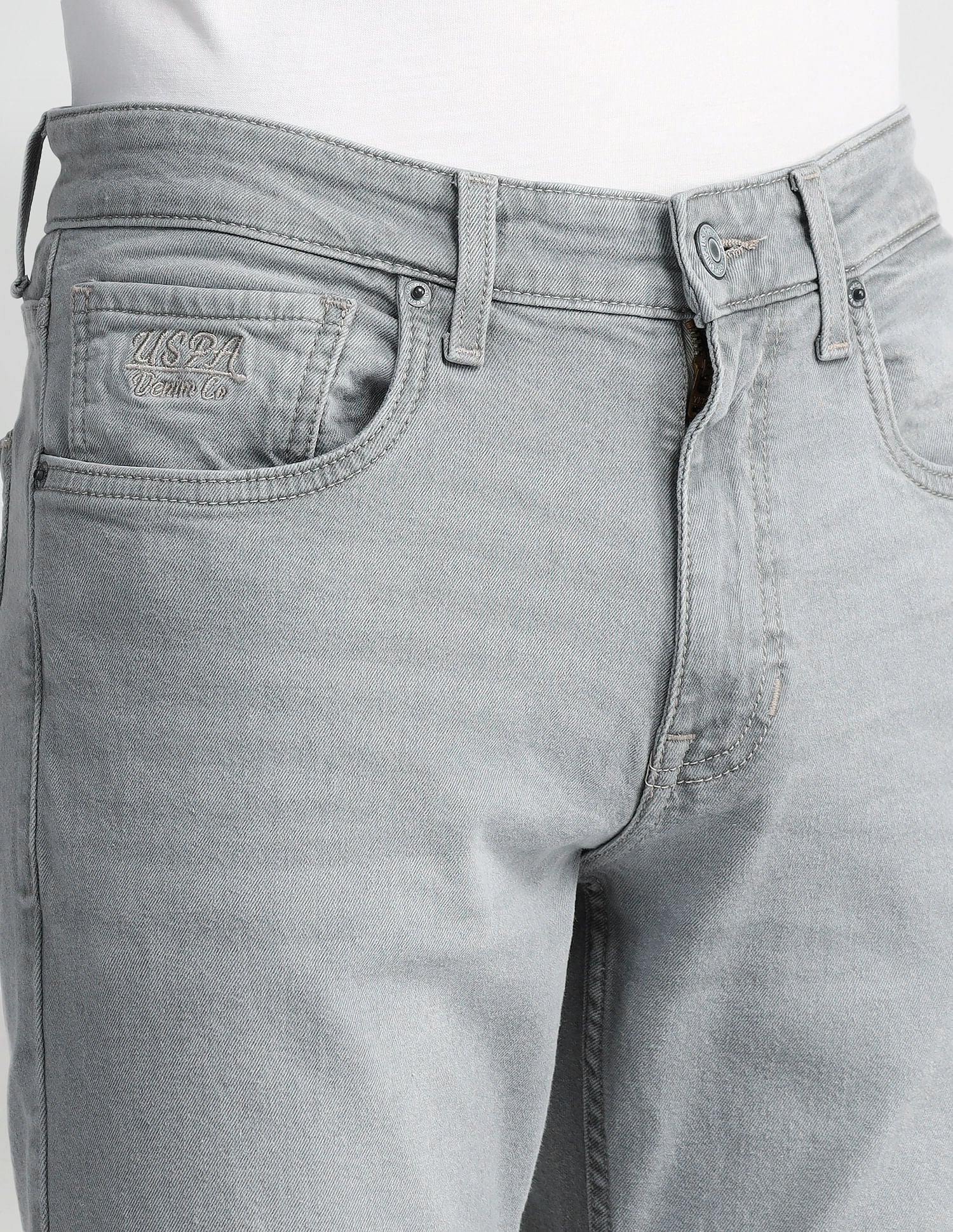 Brandon Slim Tapered Grey Jeans Light Grey - U.S. Polo Assn. India | Large