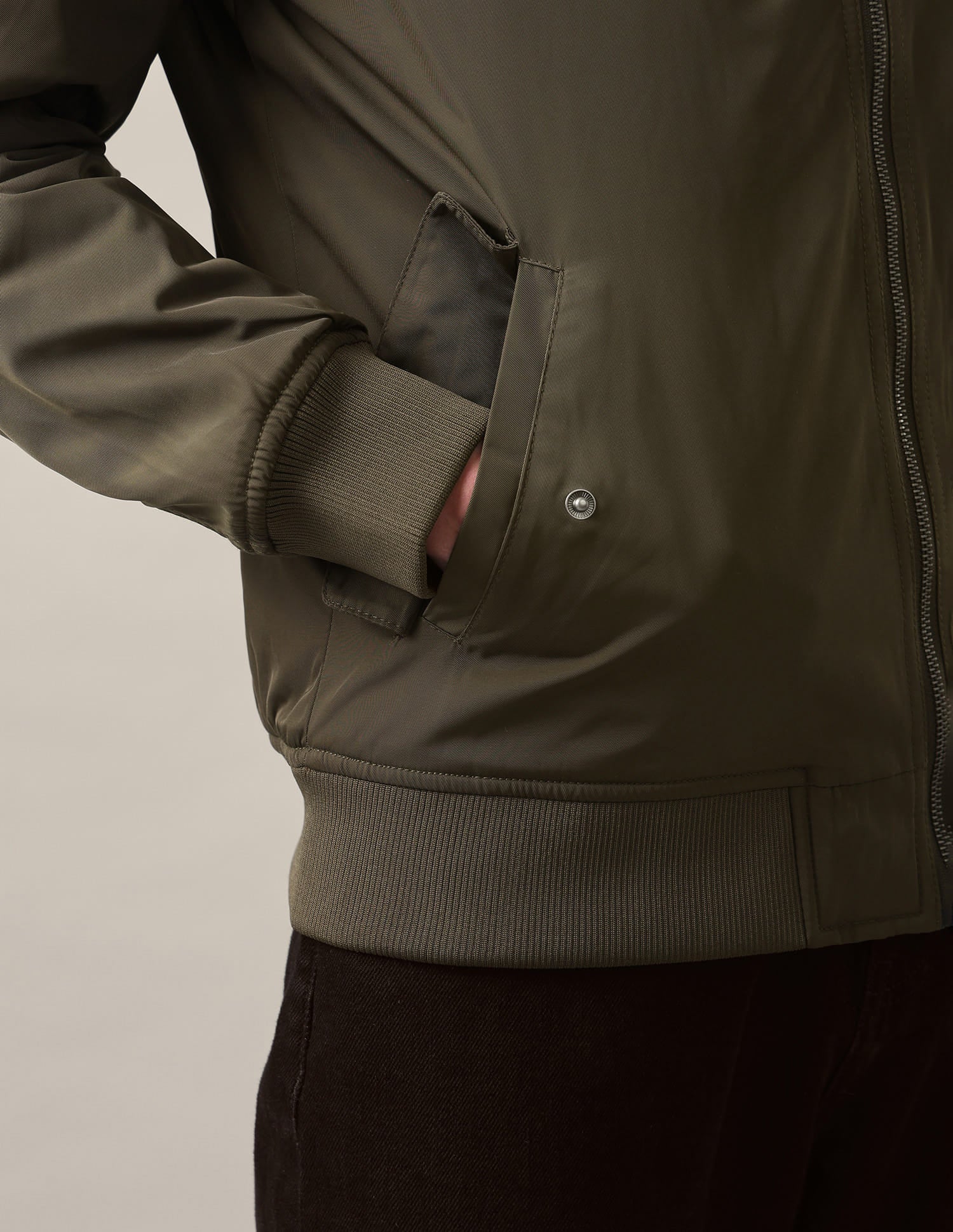 Stand Collar Brand Embroidered Polyester Bomber Jacket Olive - U.S. Polo Assn. India | Large