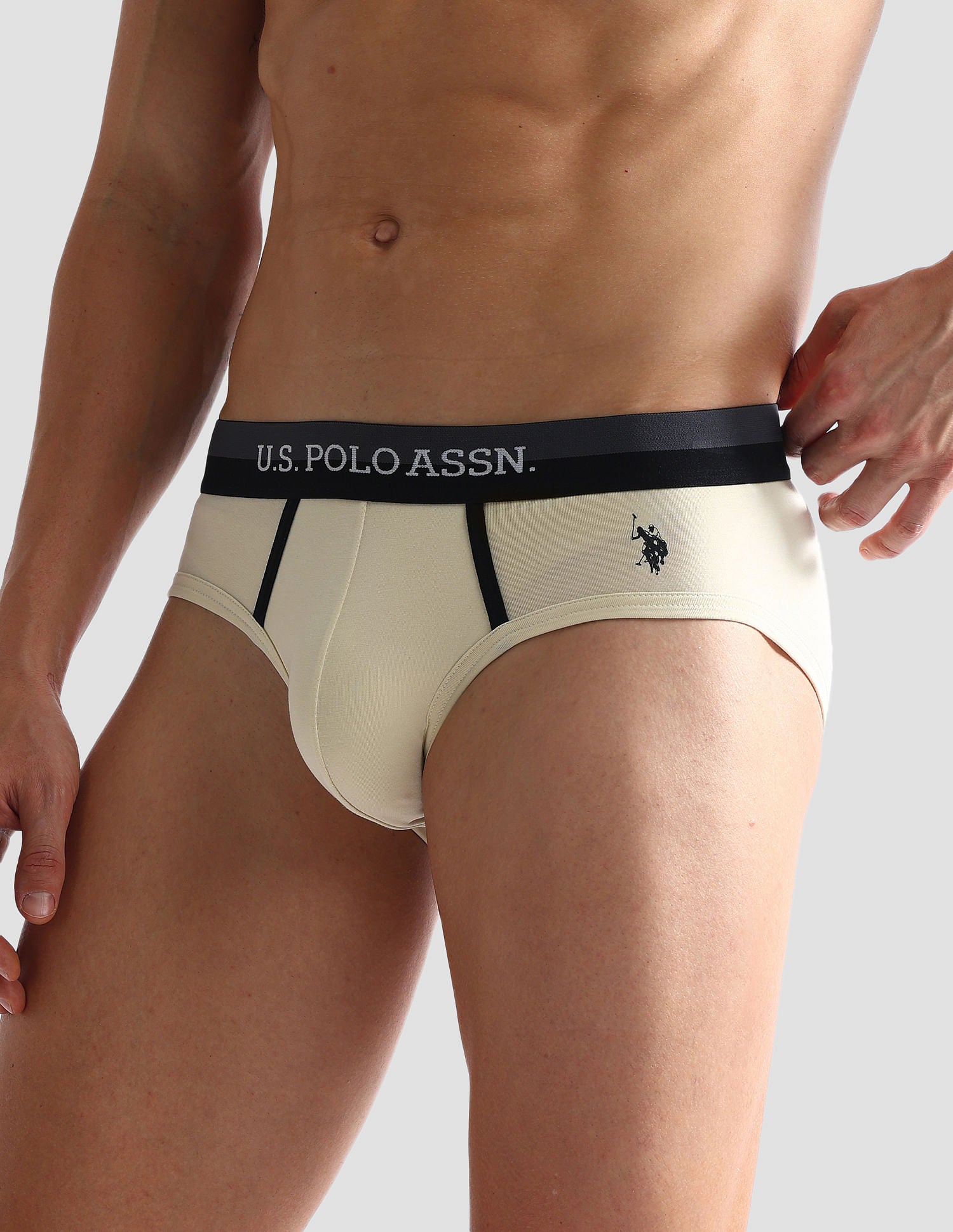 Dual Tone Cotton Stretch OET07 Briefs - Pack Of 3 Navy, Black and Frozen Dew - U.S. POLO ASSN. | Large