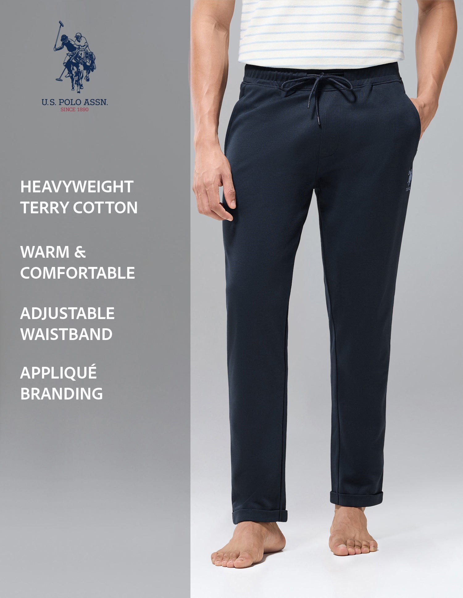Terry Cotton Heavyweight OR012 Track Pants Navy - U.S. Polo Assn. India | Large