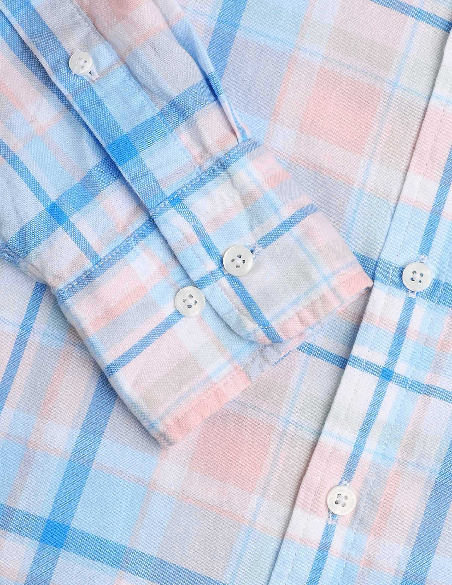 Pure Cotton Grid Tattersall Checked Shirt Blue - U.S. Polo Assn. India | Large