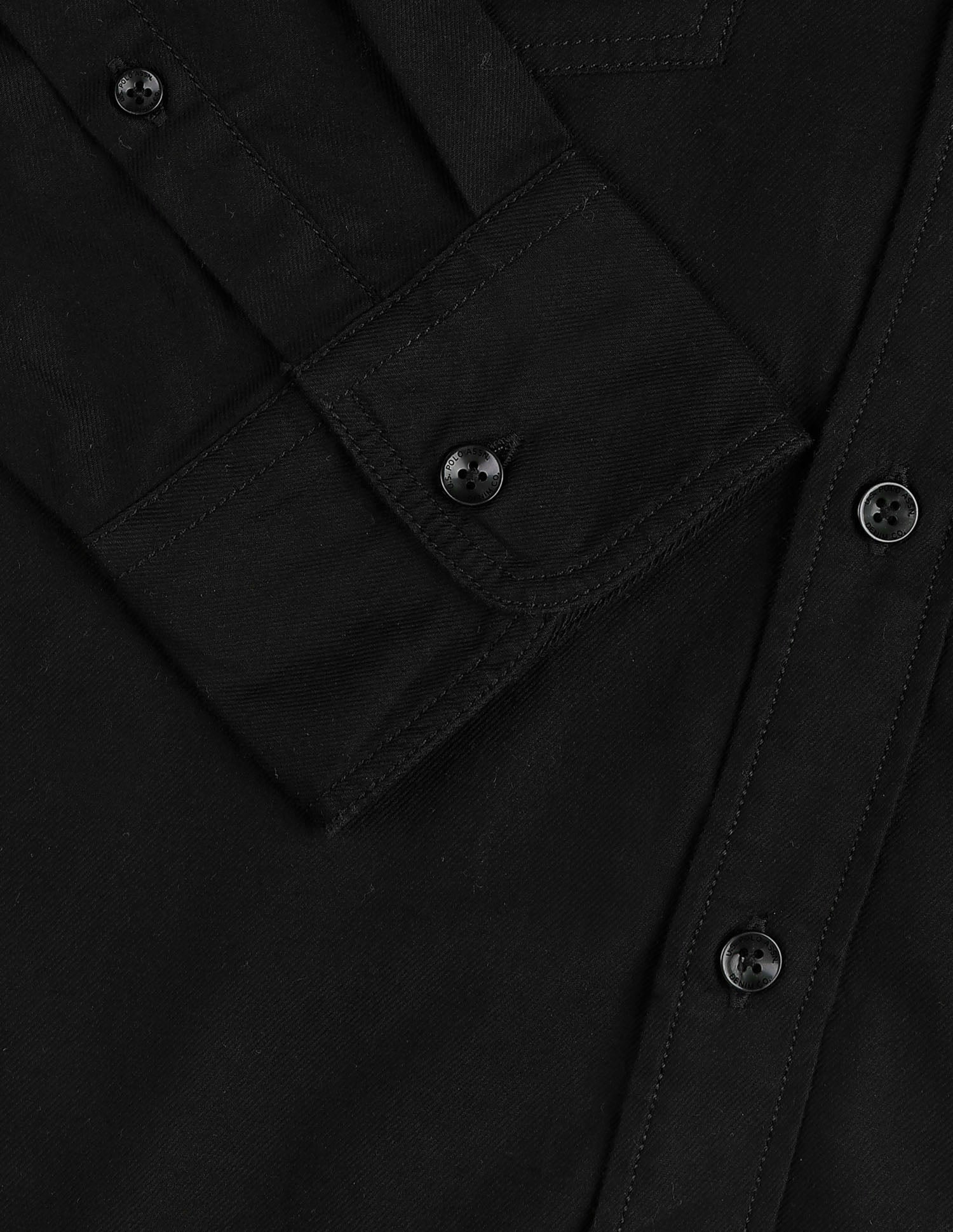 Twill Solid Regular Fit Shirt Black - U.S. POLO ASSN. | Large