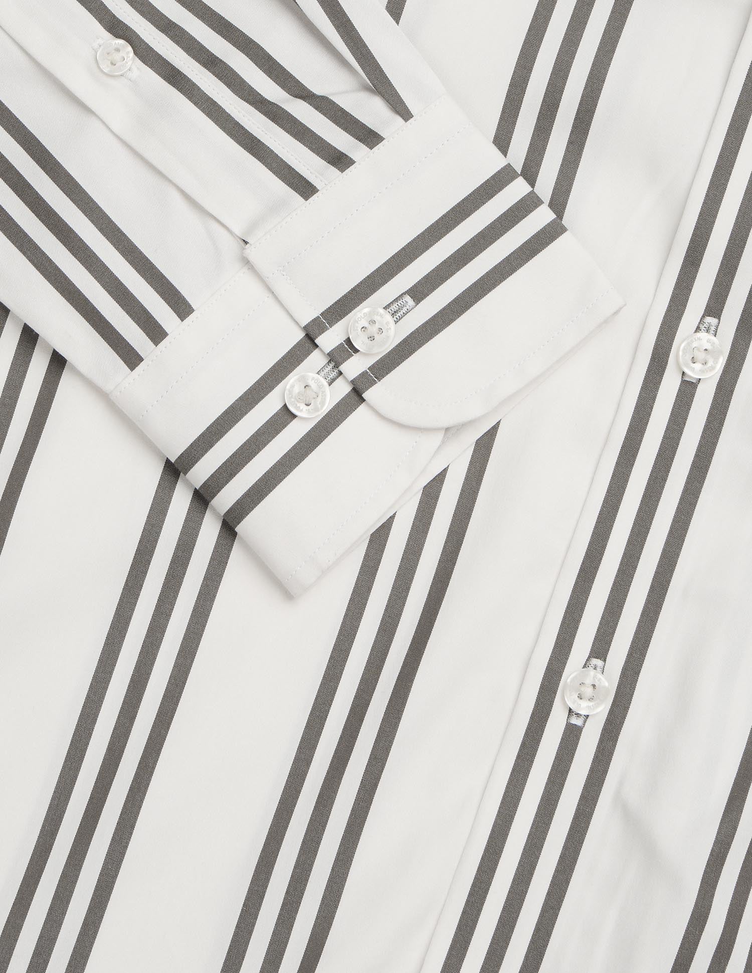 Vertical Striped Pure Cotton Shirt Olive - U.S. POLO ASSN. | Large