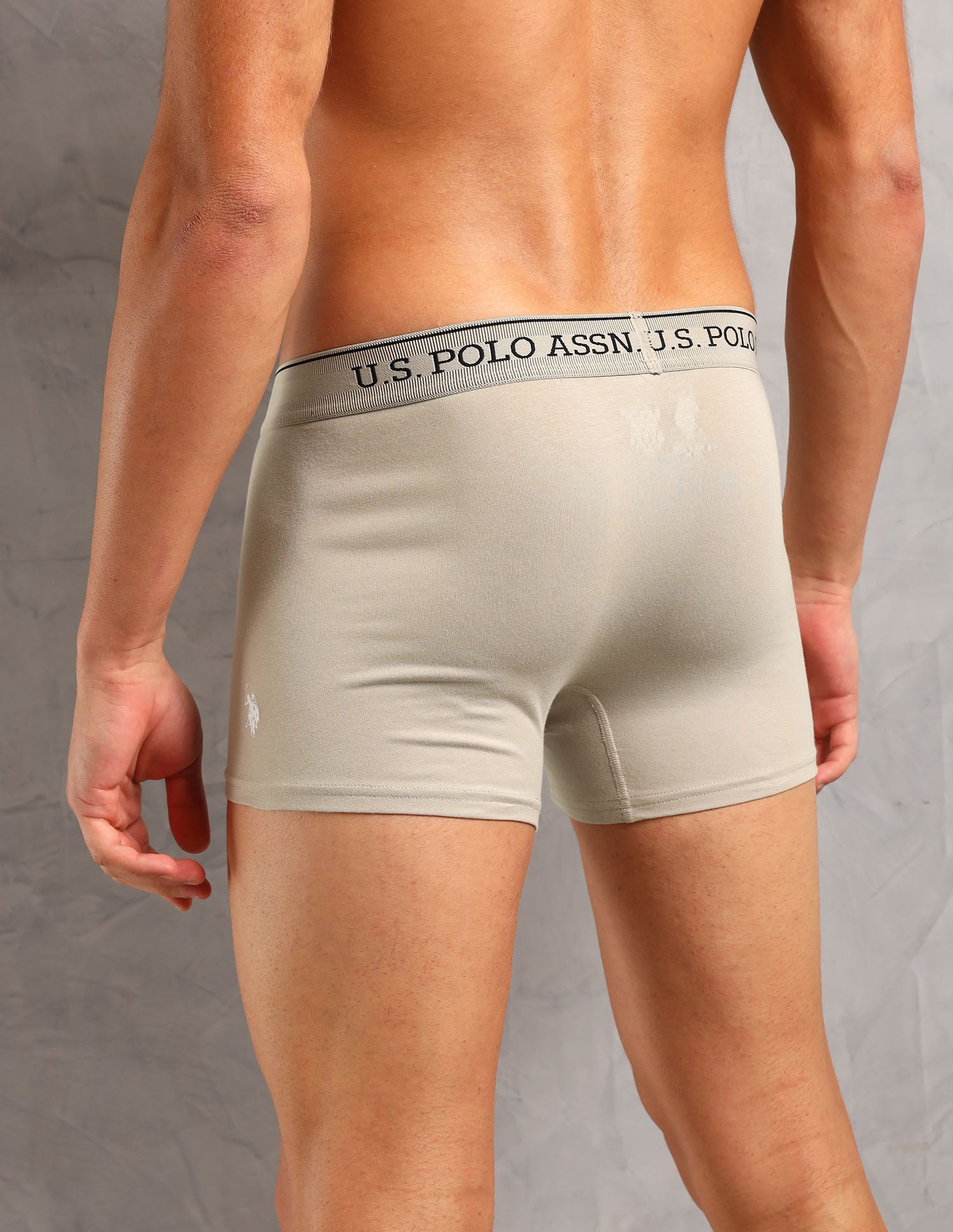 Solid Breathable OET17 Trunks - Pack Of 3 Aop Stone Blue, Aop Antler and Oatmeal Solid - U.S. POLO ASSN. | Large