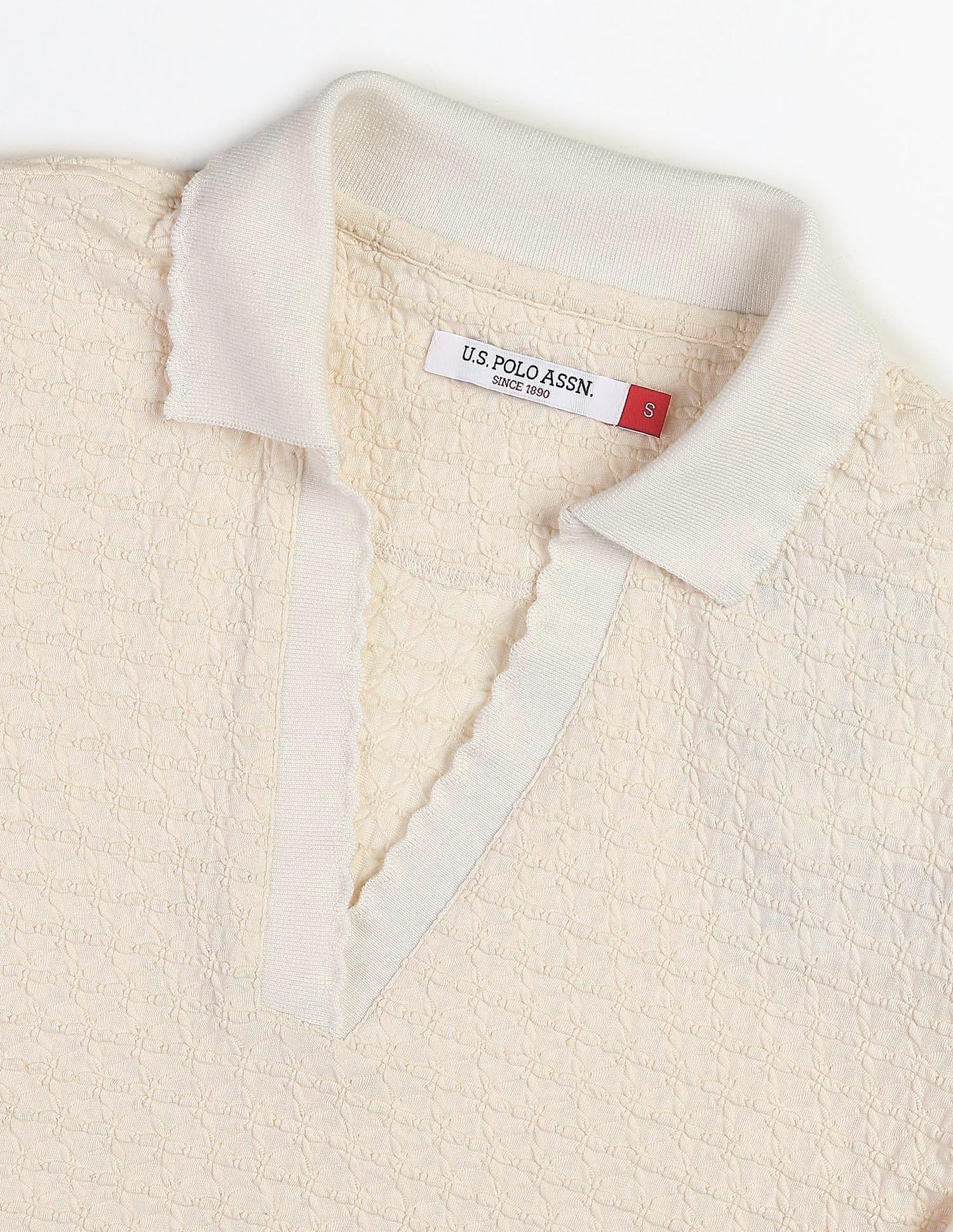 Regular Fit Textured Polo Shirt Beige - U.S. Polo Assn. India | Large