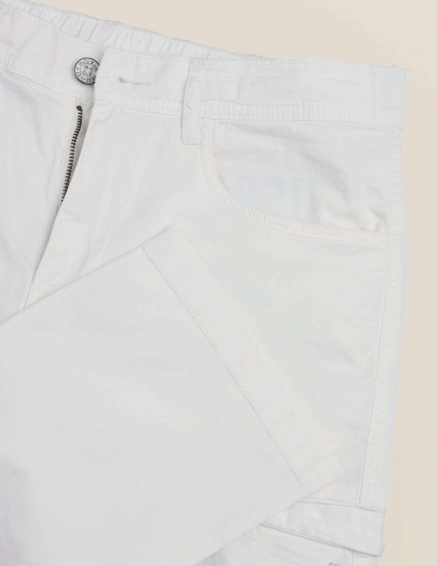 Harold Slim Straight Fit Twill Cargos White - U.S. Polo Assn. India | Large