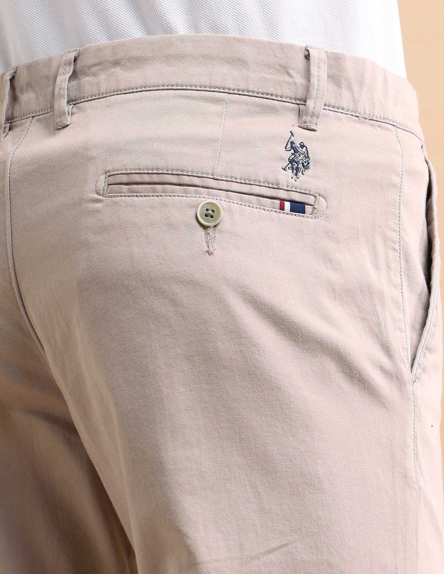Denver Slim Fit Cotton Stretch Solid Signature Chinos Stone - U.S. POLO ASSN. | Large