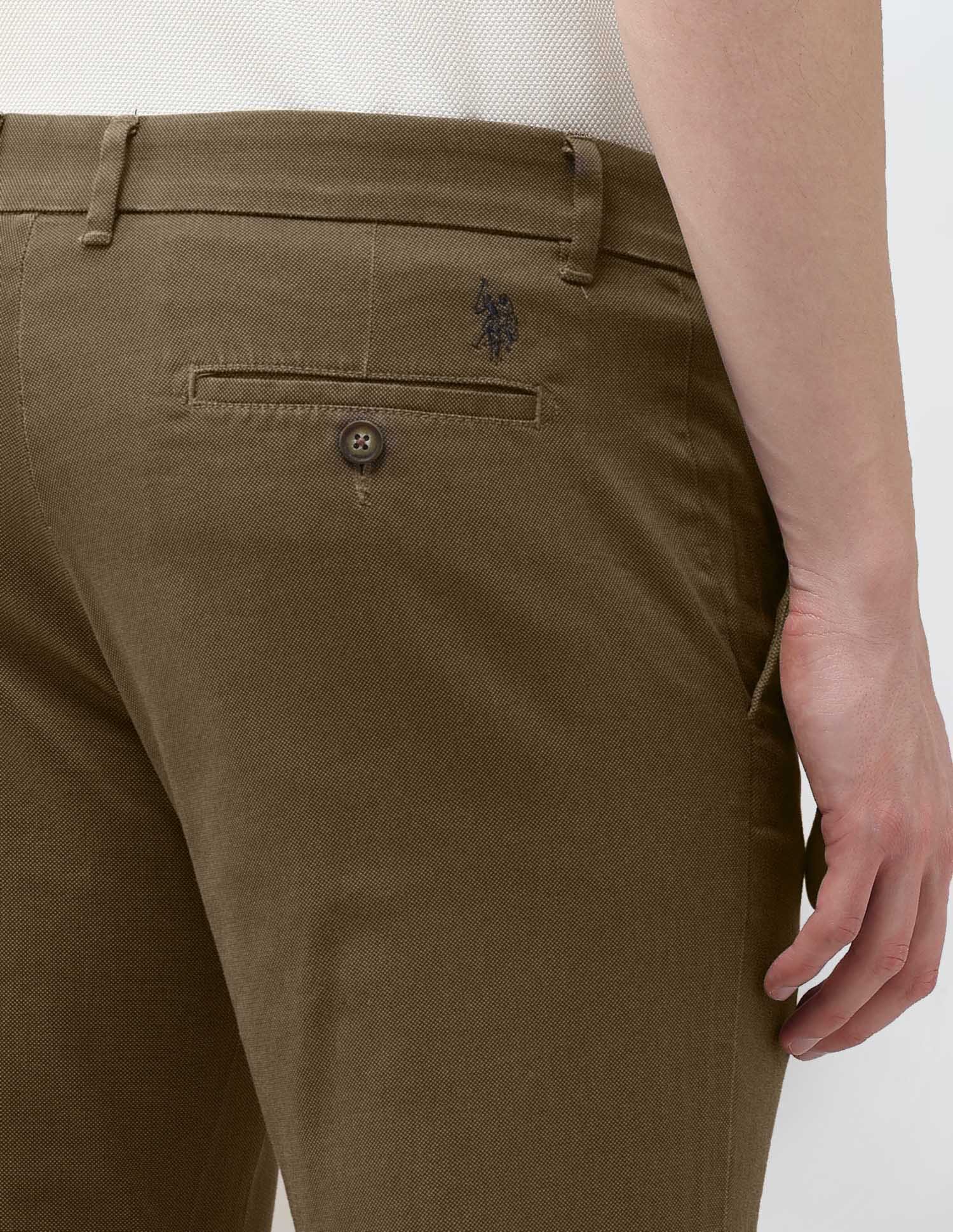 Super Slim Fit Satin Trousers Dark Khaki - U.S. Polo Assn. India | Large