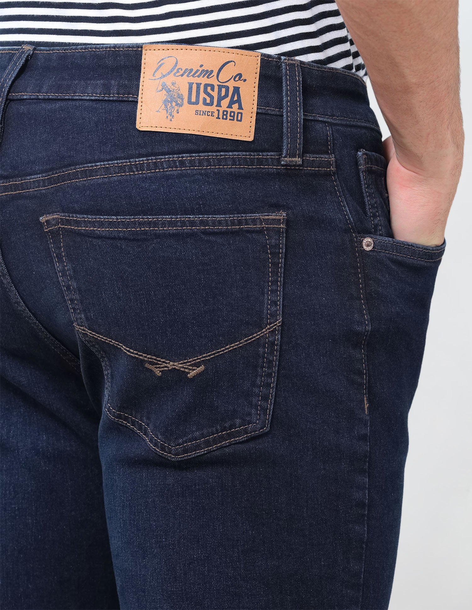 Brandon Slim-Tapered Fit Blue Jeans Dark Indigo - U.S. Polo Assn. India | Large