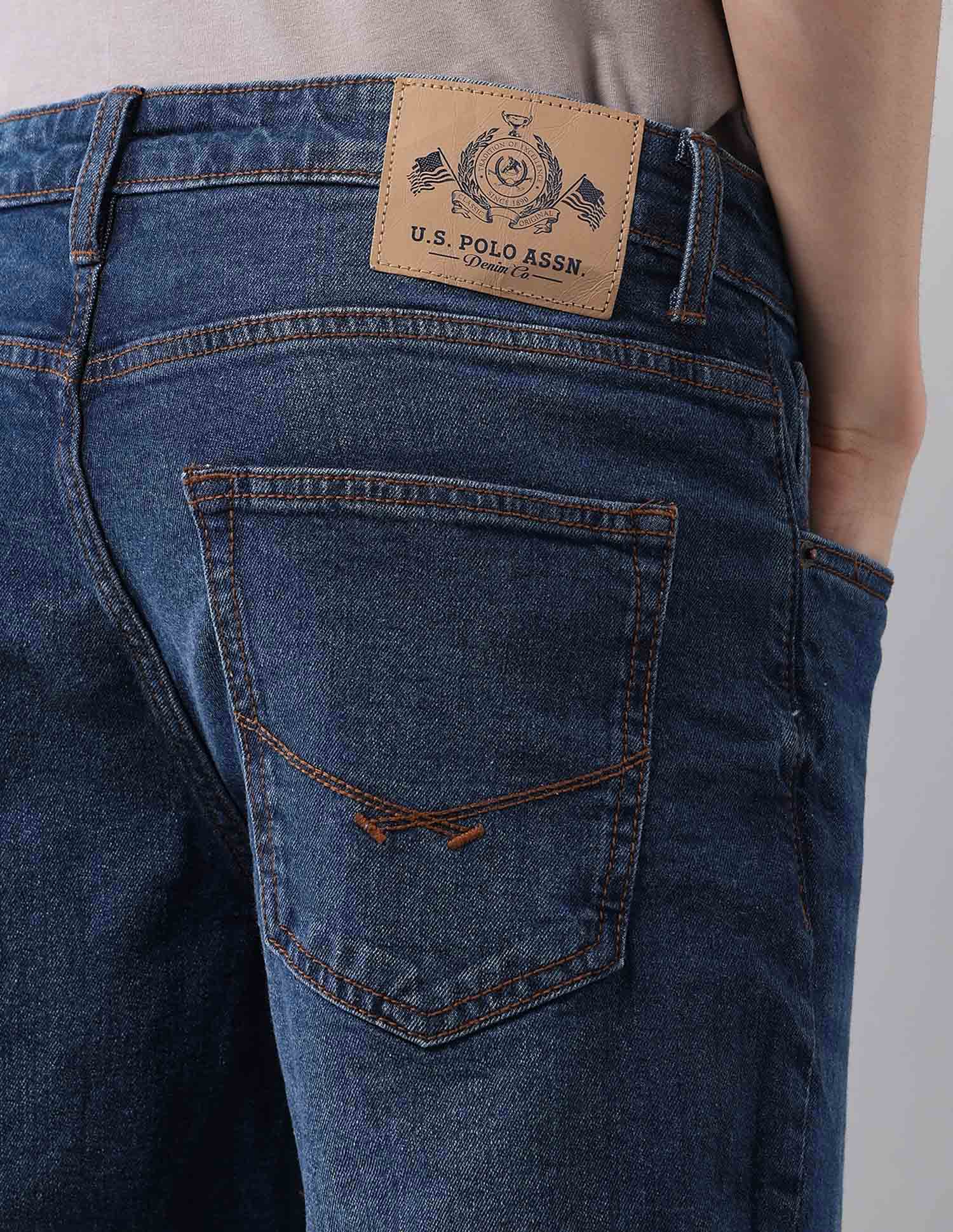 Cole Comfort Cropped Fit Blue Jeans Blue - U.S. POLO ASSN. | Large