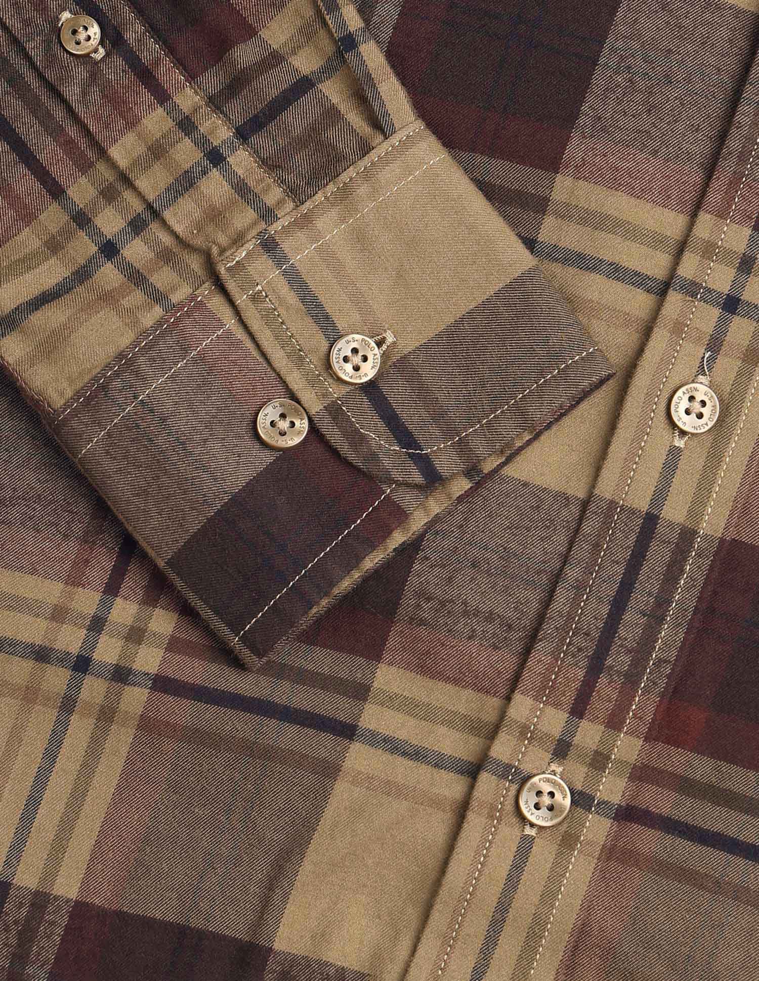 Twill Tailored Fit Shirt Brown - U.S. POLO ASSN. | Large