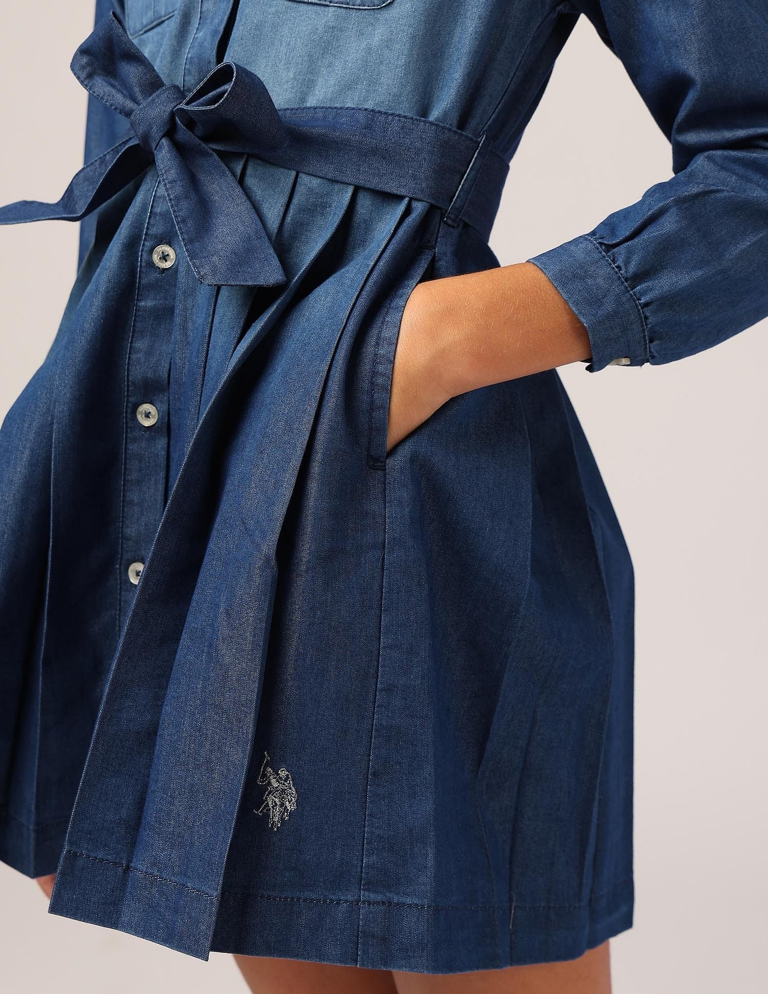 Girls Pleated Polo Skater Dress Indigo - U.S. POLO ASSN. | Large