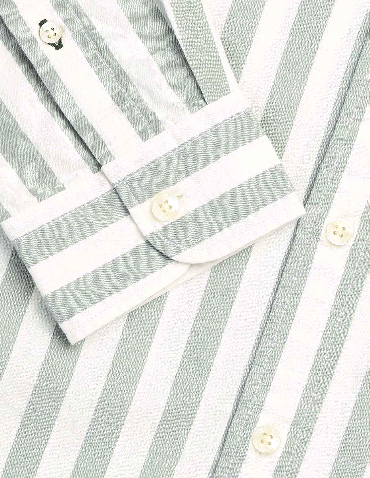 Vertical Striped Pure Cotton Shirt Light Green - U.S. Polo Assn. India | Large