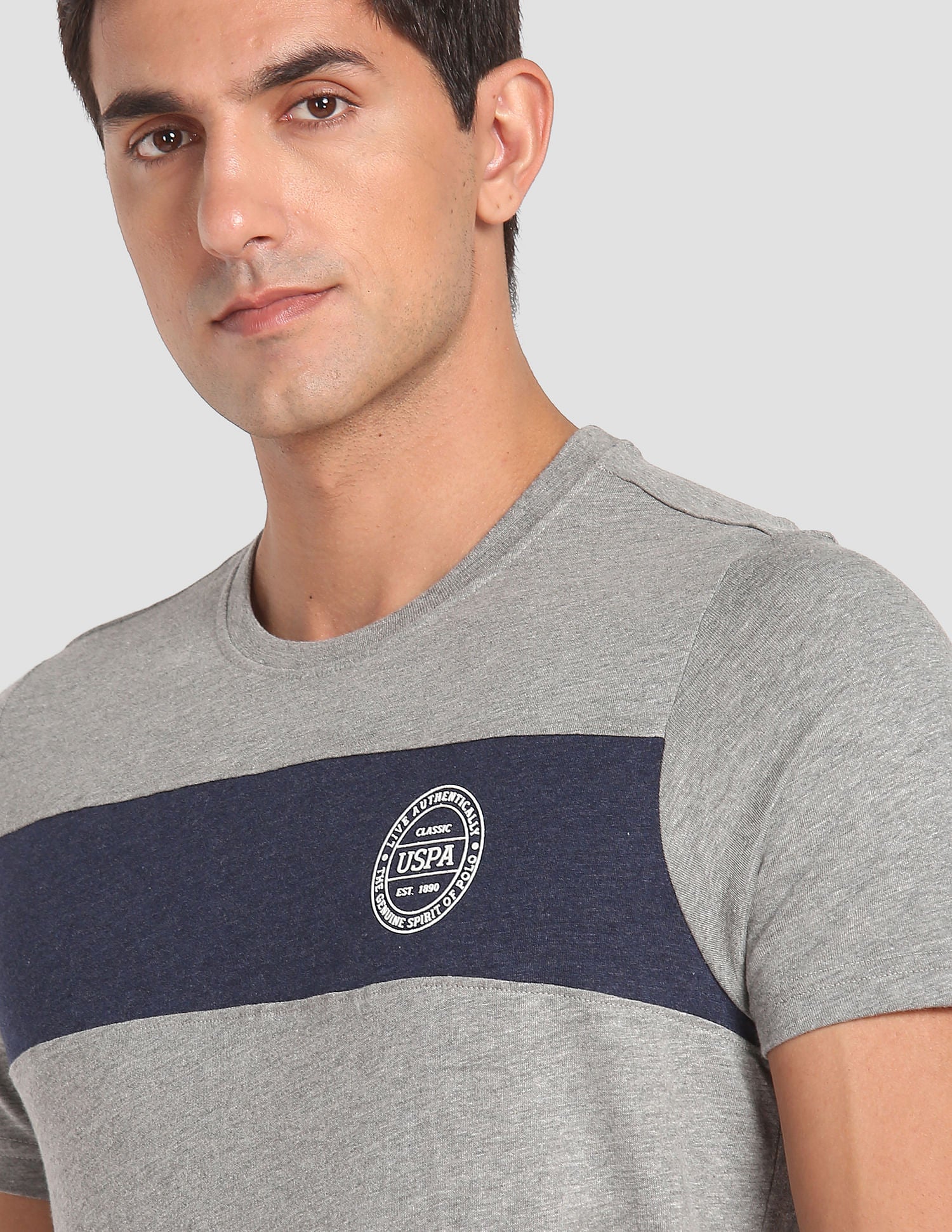 Crew Neck Colour Block I681 Lounge T-Shirt - Pack Of 1 Grey - U.S. POLO ASSN. | Large