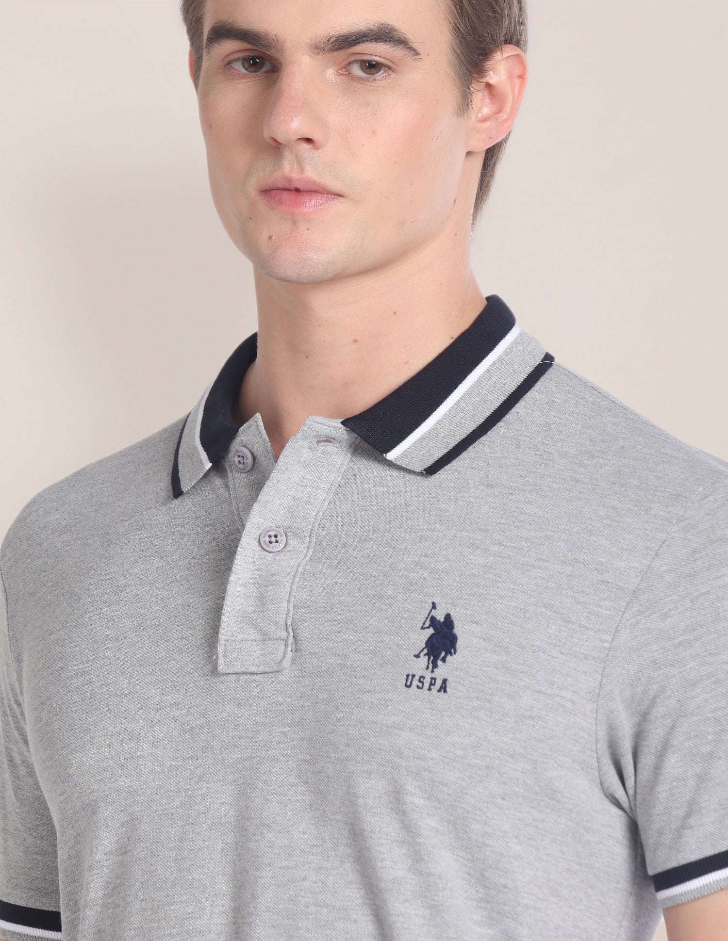 Heathered Slim Fit Polo Shirt Grey - U.S. Polo Assn. India | Large