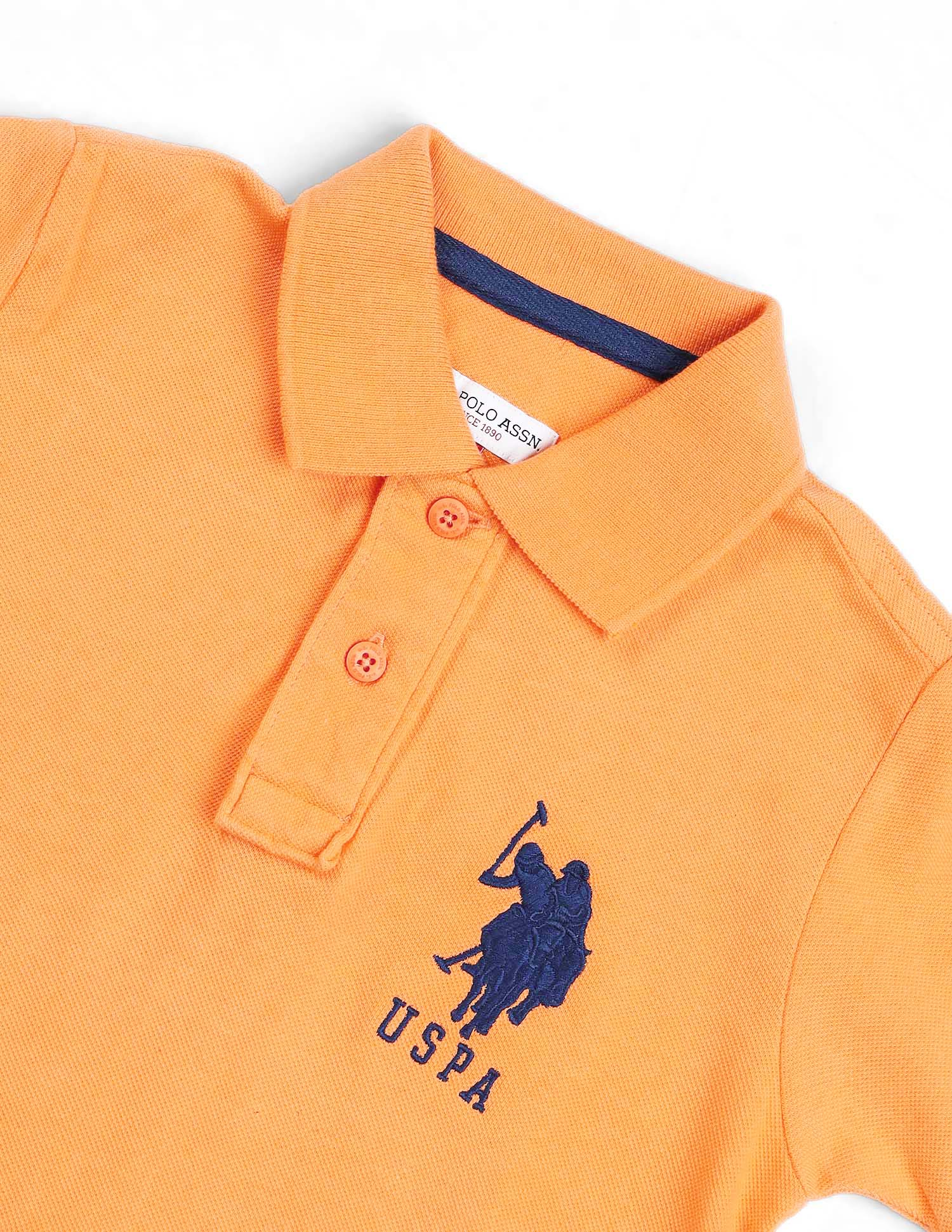Numeric Applique Pique Polo Shirt Orange - U.S. POLO ASSN. | Large