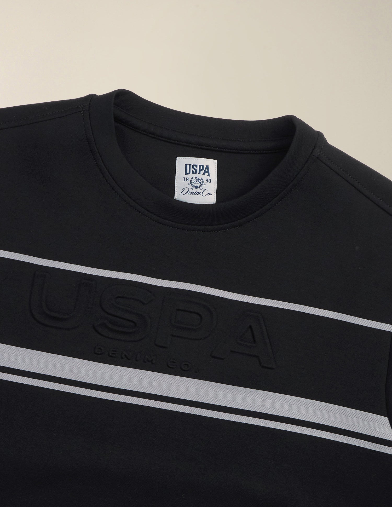 Brand Embossed Regular Fit Sweatshirt Black - U.S. Polo Assn. India | Large