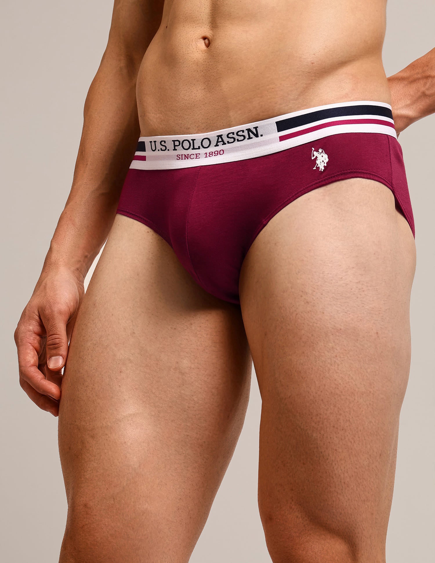 Solid Cotton I006-P5 Briefs - Pack Of 5 Multi-colour - U.S. Polo Assn. India | Large