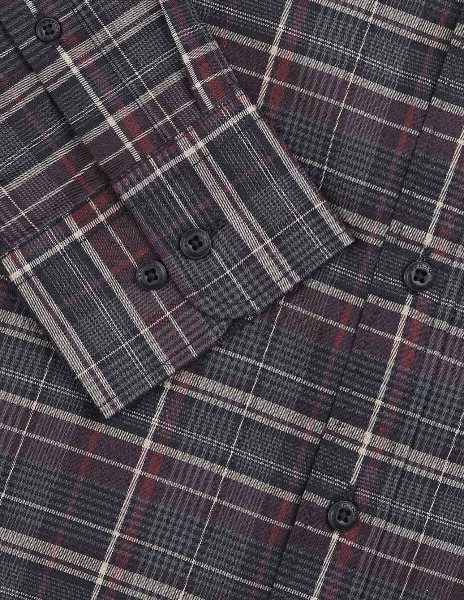 Twill Plaid Checked Shirt Black - U.S. POLO ASSN. | Large
