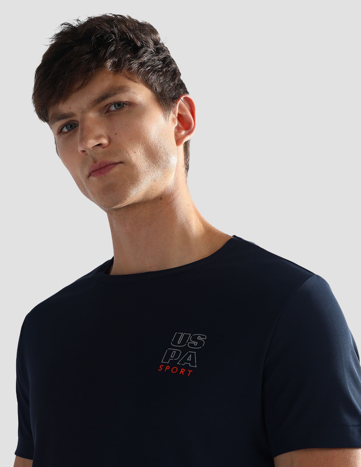 Brand Print Slim Fit Active T-Shirt Navy - U.S. Polo Assn. India | Large