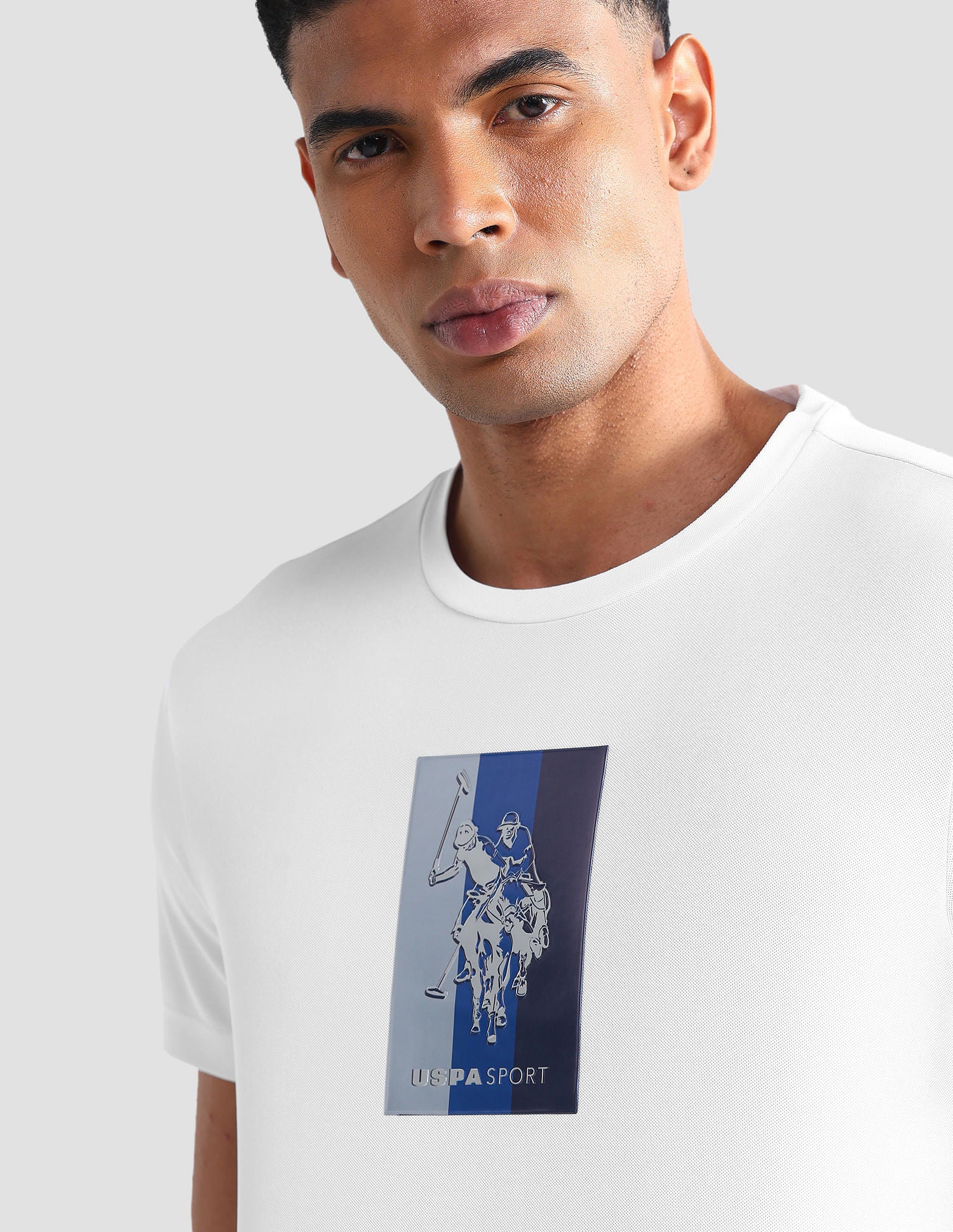 Slim Fit Honeycomb T-Shirt White - U.S. Polo Assn. India | Large