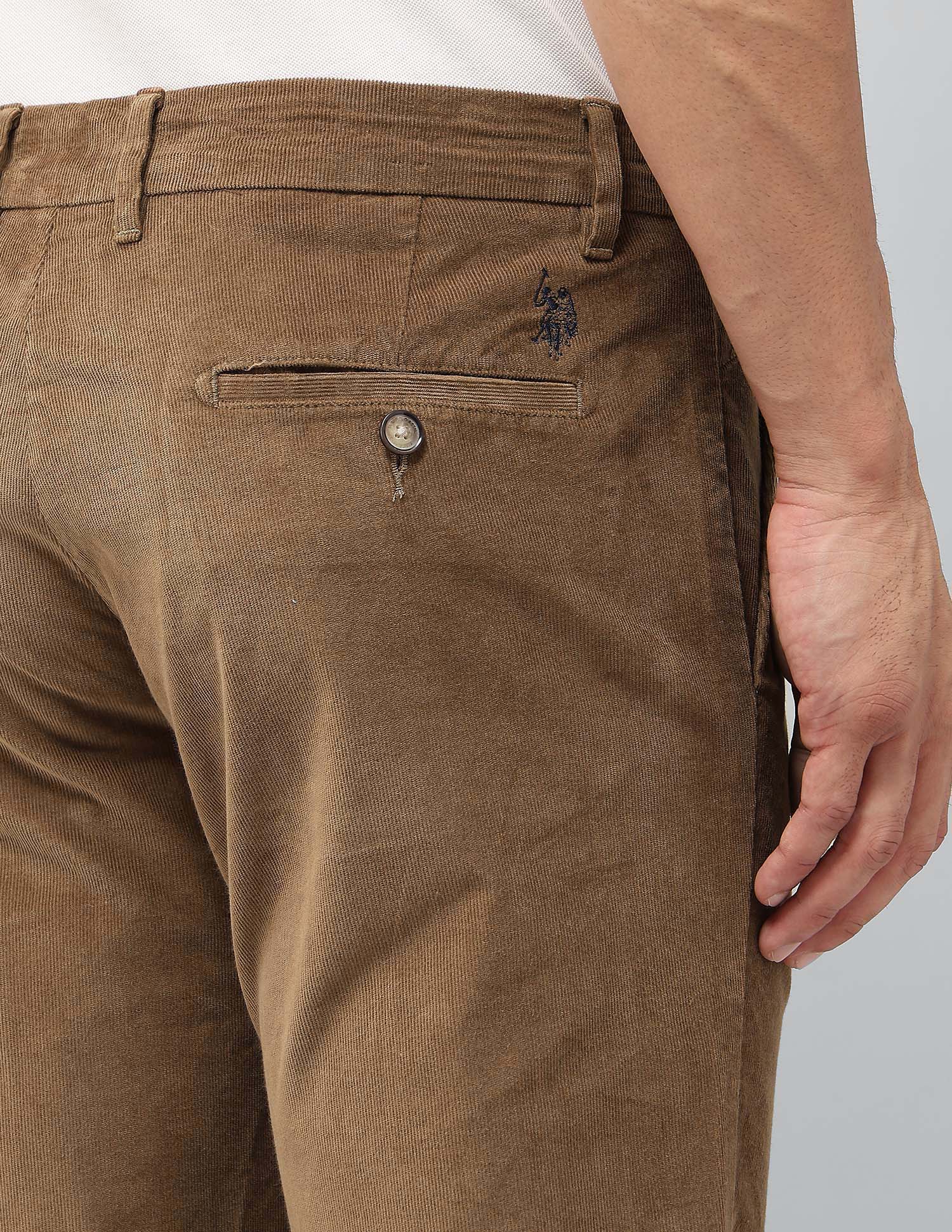 Denver Slim Fit Corduroy Trousers Tan - U.S. POLO ASSN. | Large