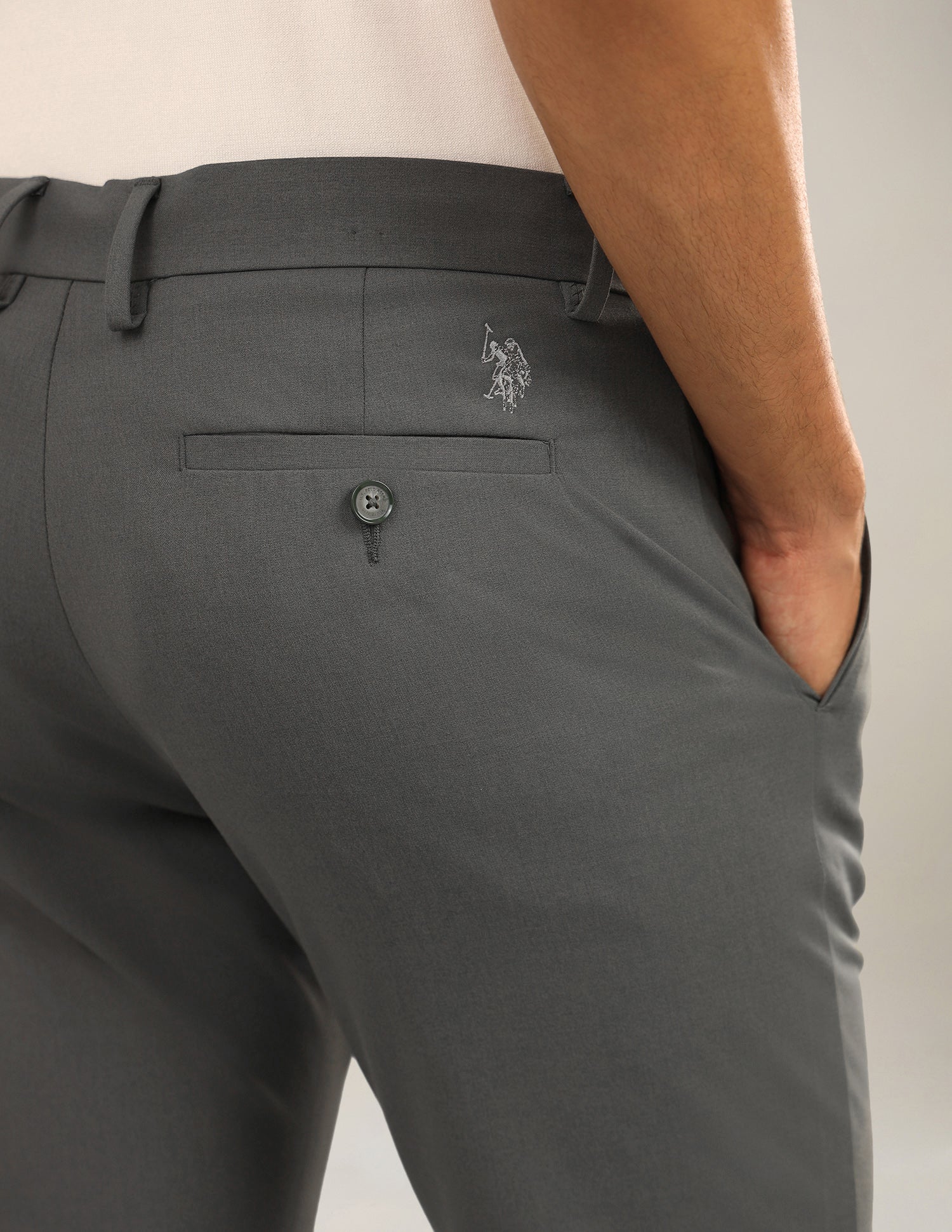 Super Slim Fit Satin Trousers Sage - U.S. Polo Assn. India | Large
